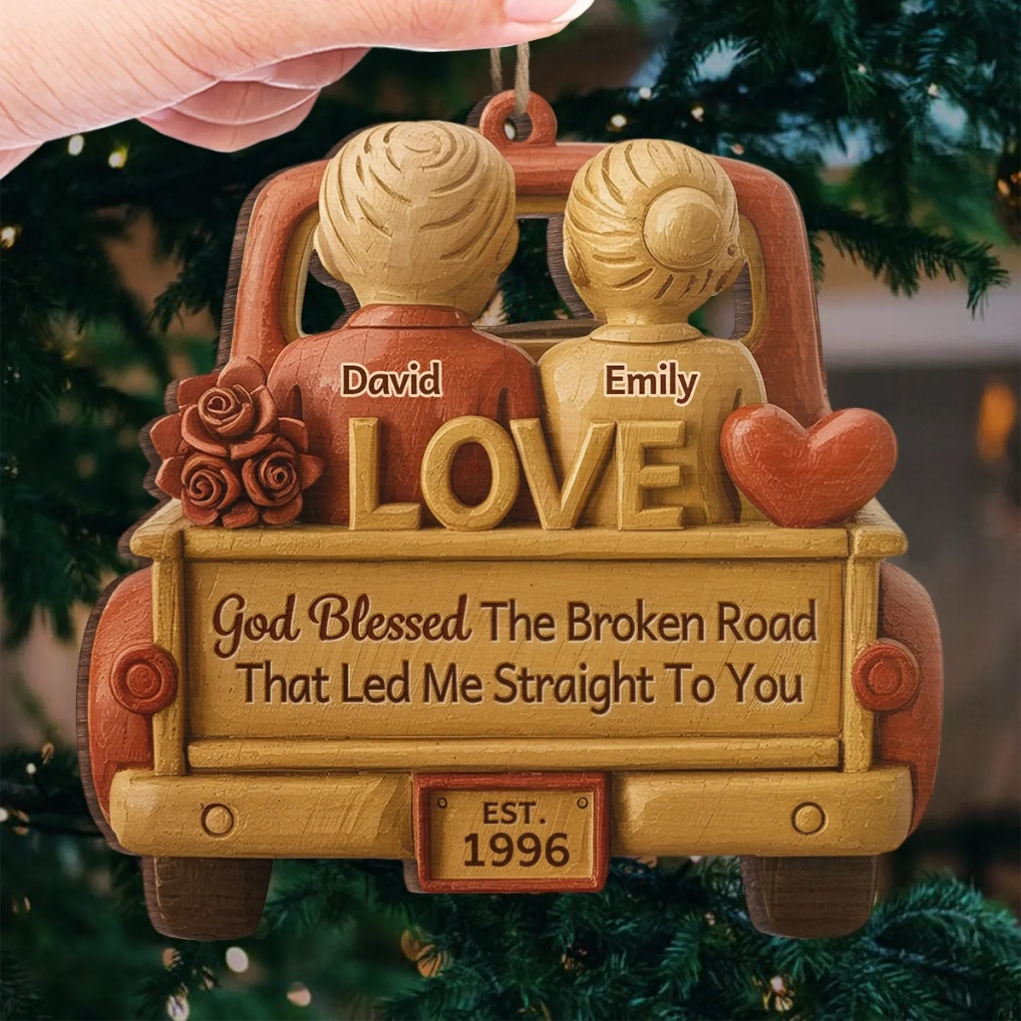 Custom Wood Ornament - Personalized Anniversary Christmas Wedding Gifts For Husband And Wife, Him And Her - Love Led Us Home - Image 4