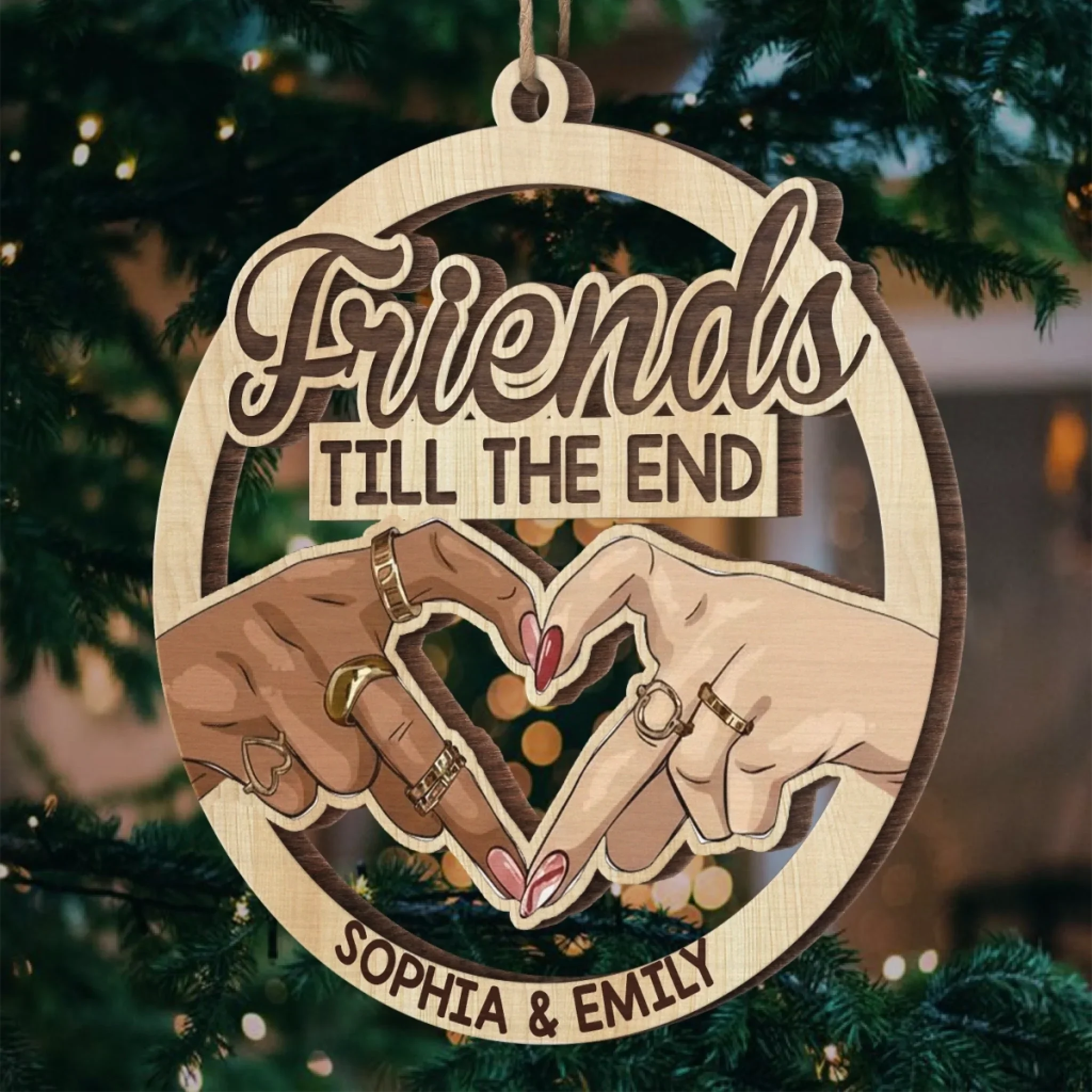 Custom Wood Ornament - Personalized Best Friend Christmas Birthday Gifts For Women, Besties, Sisters, BFF - Friends Till The End - Image 5