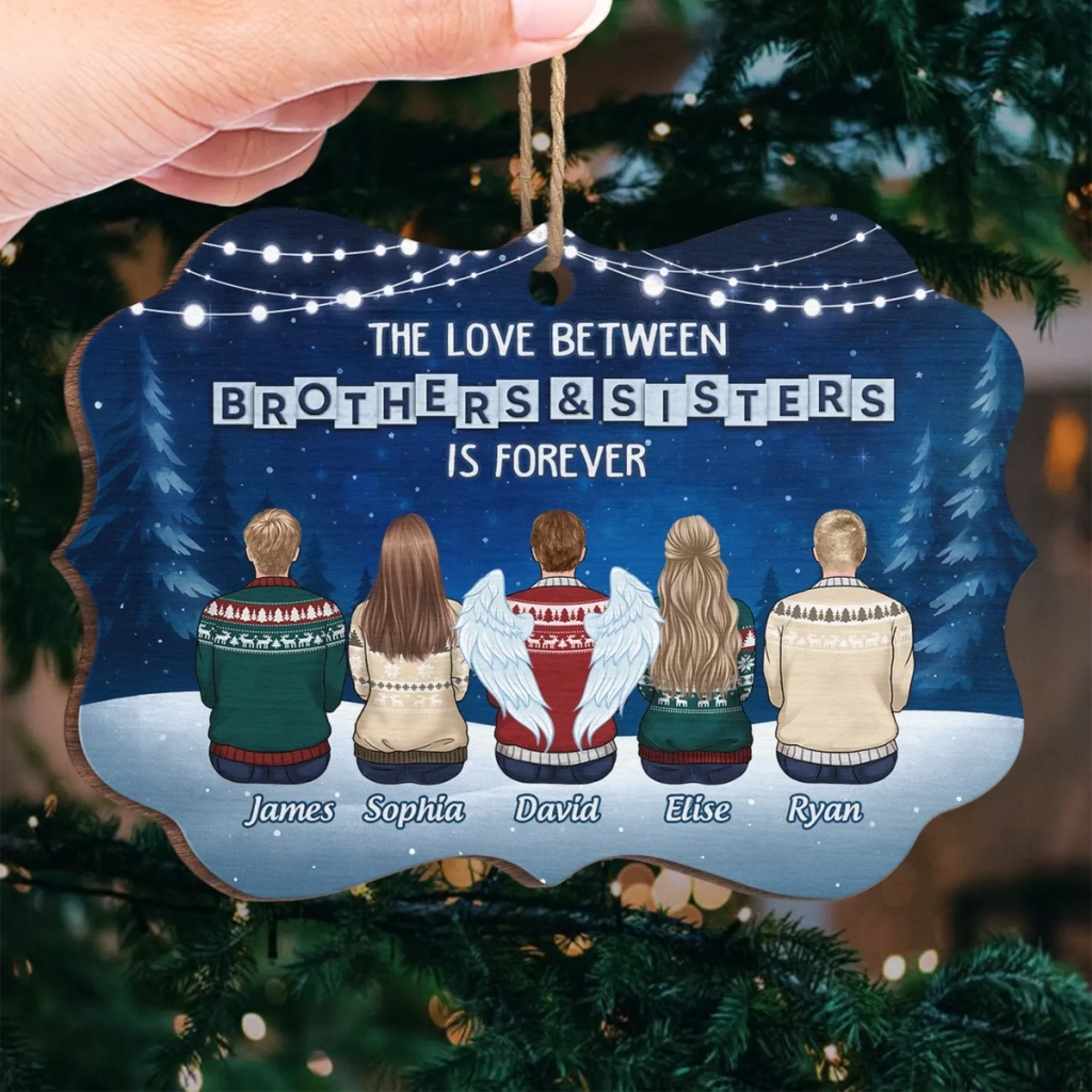 Custom Wood Ornament - Personalized Christmas Birthday Gifts For Brother, Sister - Siblings Bound By Love - Image 4