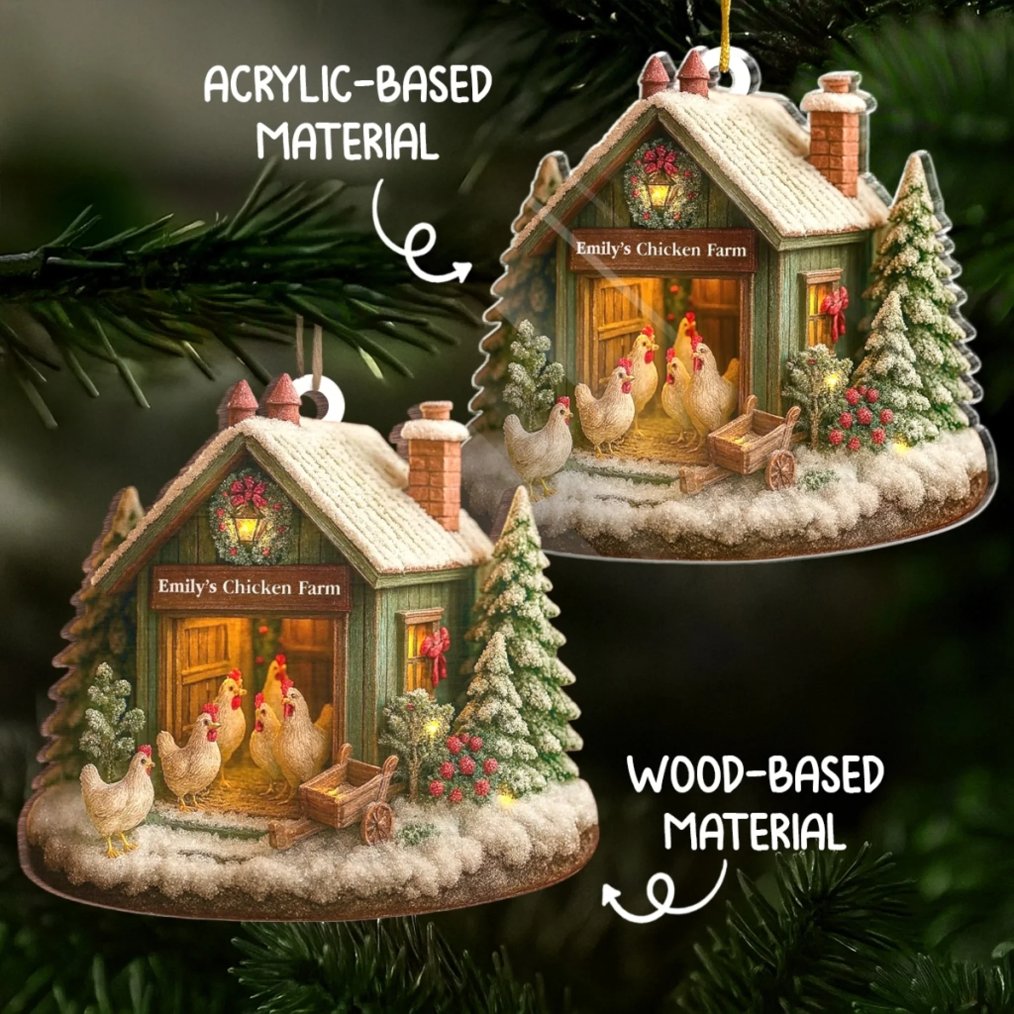 Custom Wood Ornament - Personalized Christmas Birthday Gifts For Women, Men - Chicken Love, Farm Life, Christmas Joy - Image 6
