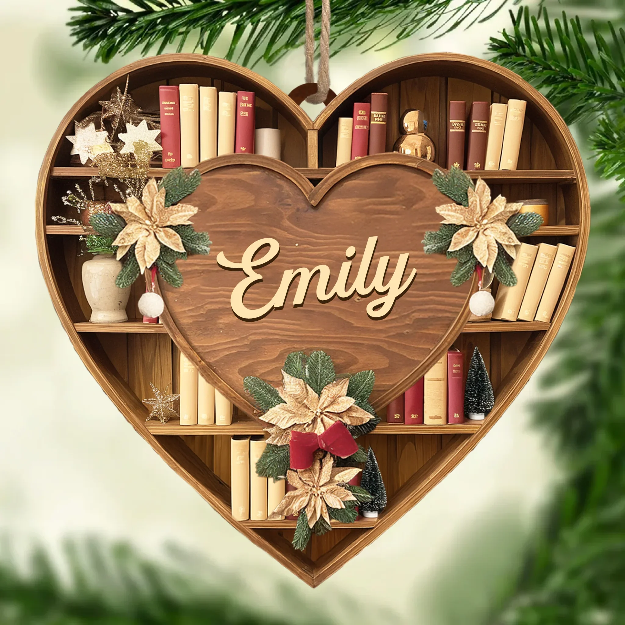 Custom Wood Ornament - Personalized Christmas  Bookish Gifts For Book Lovers, Bookworms, Readers - The Shelf Life Of Love - Image 2