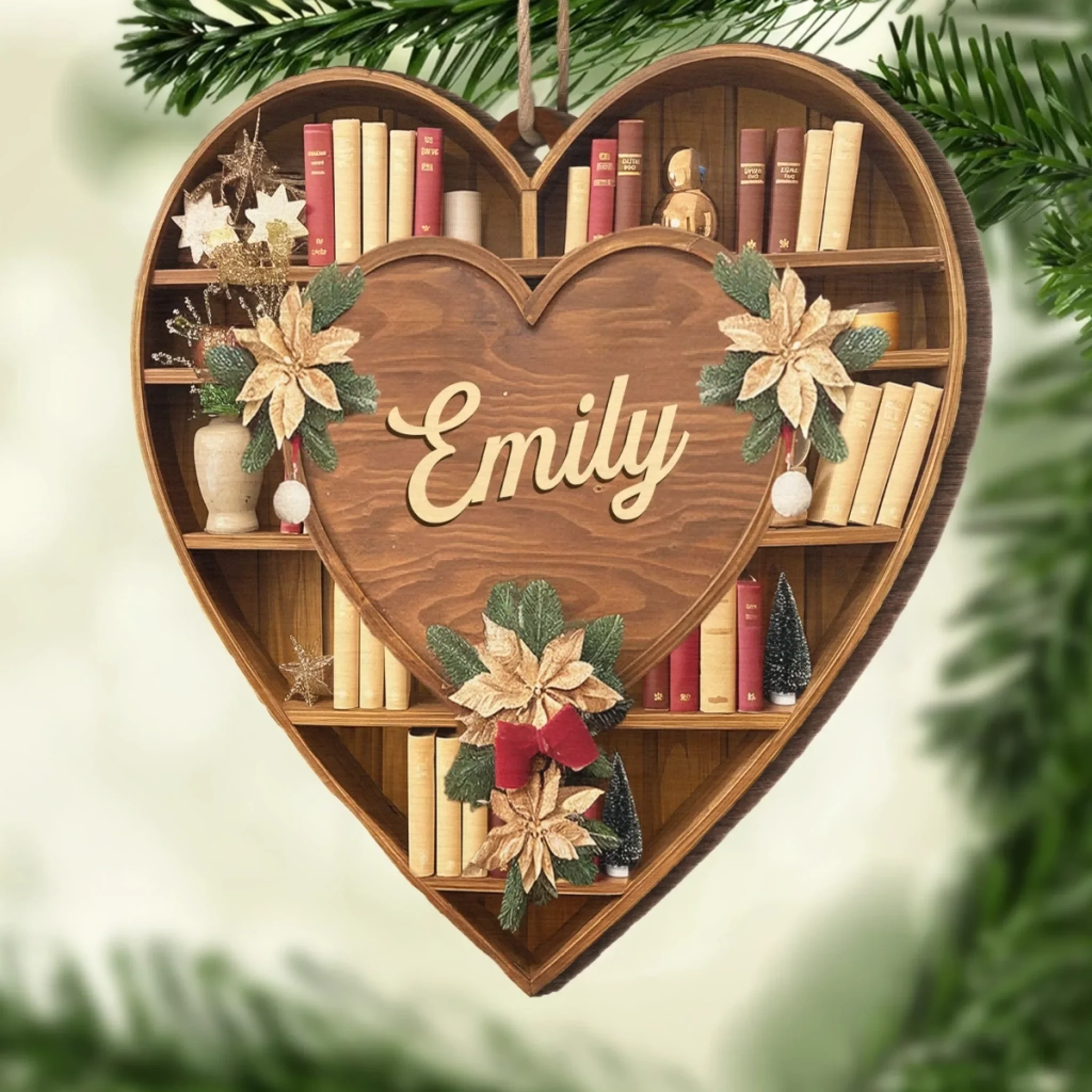Custom Wood Ornament - Personalized Christmas  Bookish Gifts For Book Lovers, Bookworms, Readers - The Shelf Life Of Love - Image 5