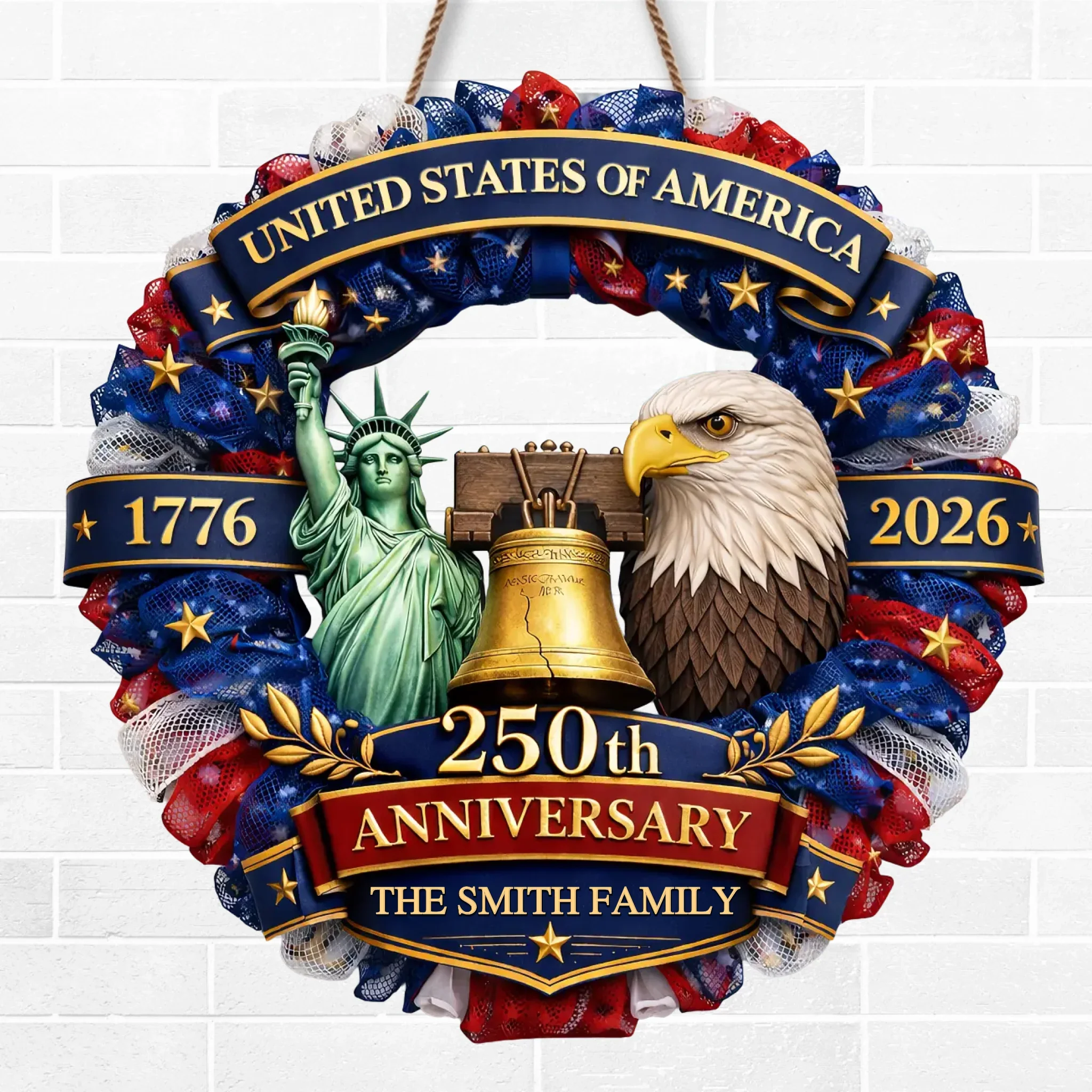 Custom Wood Sign - Personalized America 250th Anniversary Gifts For Mom, Dad, Brother, Sister, Kids - Freedom In Every Heart - Image 2