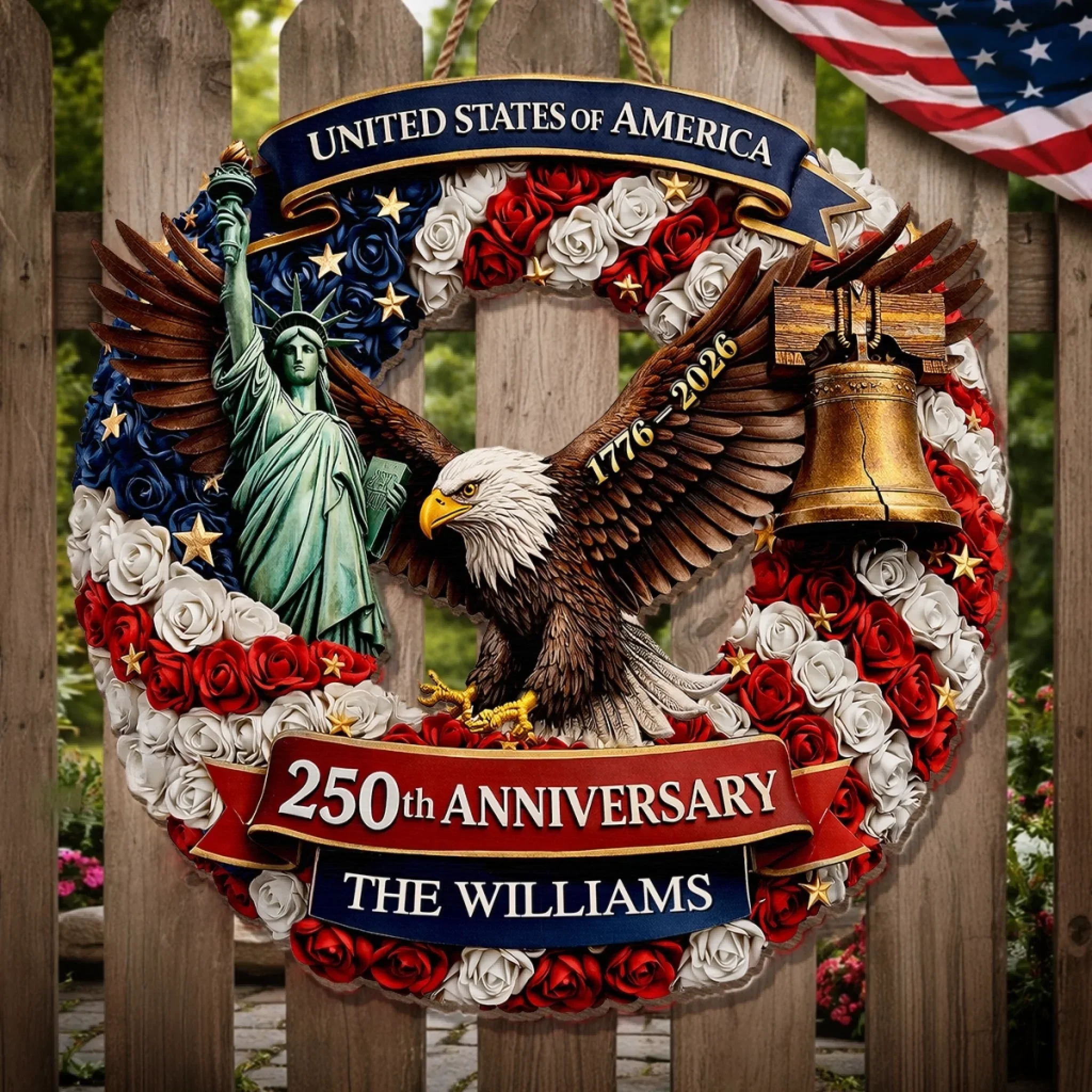 Custom Wood Sign - Personalized America 250th Anniversary Gifts For Mom, Dad, Brother, Sister, Kids - Freedom Is Who We Are - Image 4