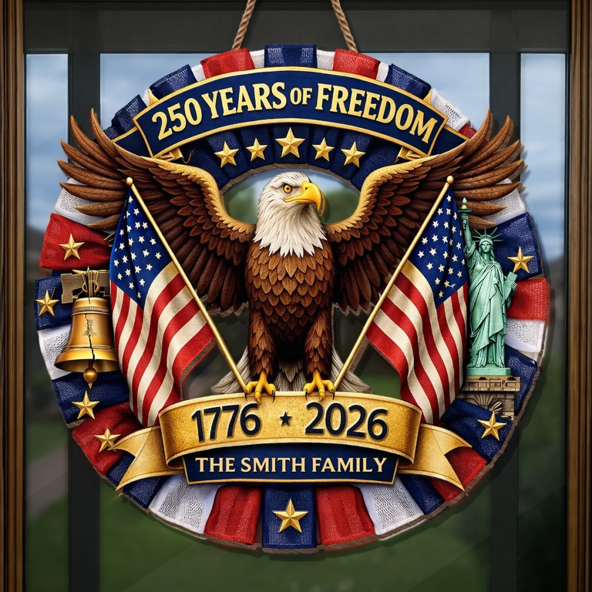 Custom Wood Sign - Personalized America 250th Anniversary Gifts For Mom, Dad, Brother, Sister, Kids - Let Freedom Shine Bright - Image 4