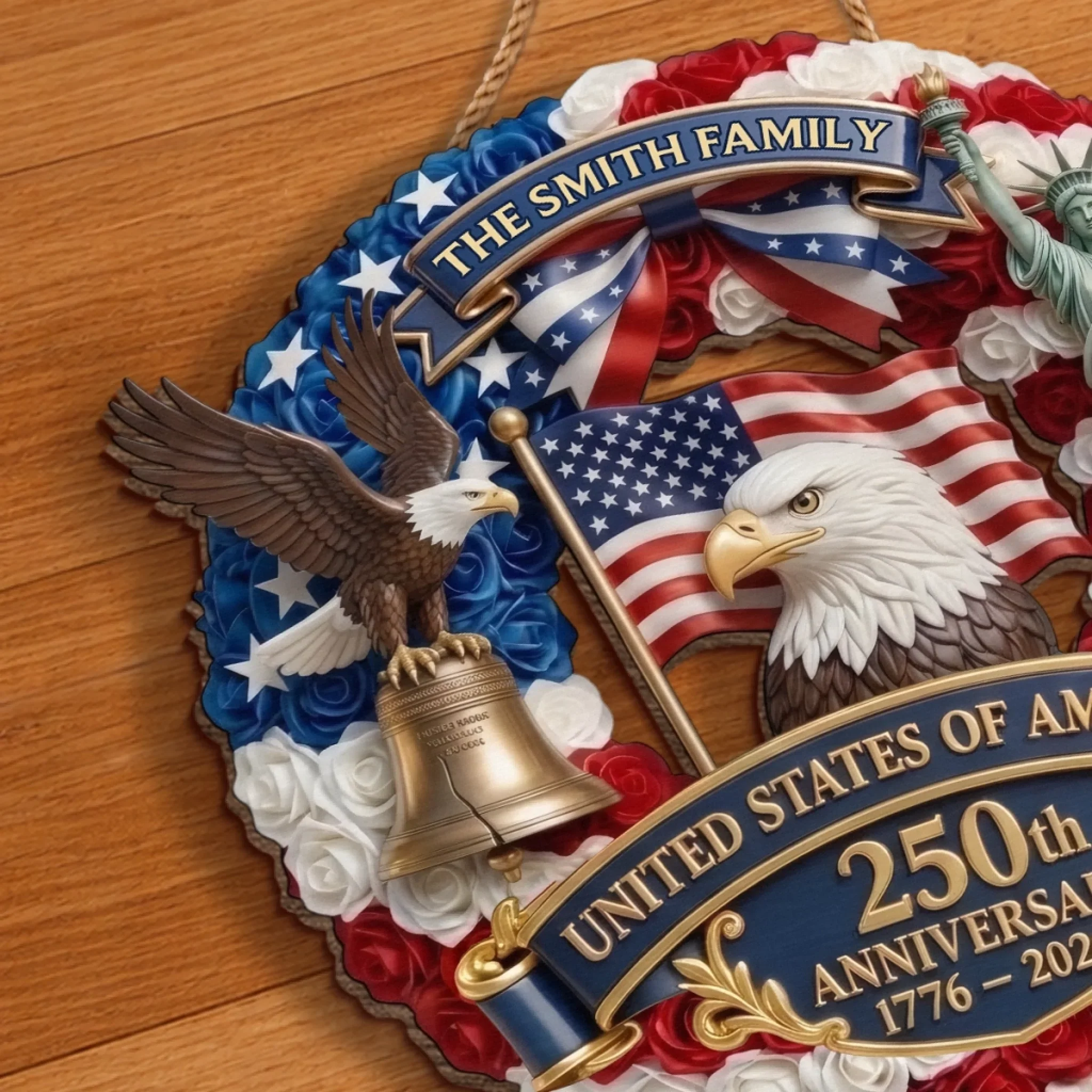 Custom Wood Sign - Personalized America 250th Anniversary Gifts For Mom, Dad, Brother, Sister, Kids - Proud American Family - Image 5