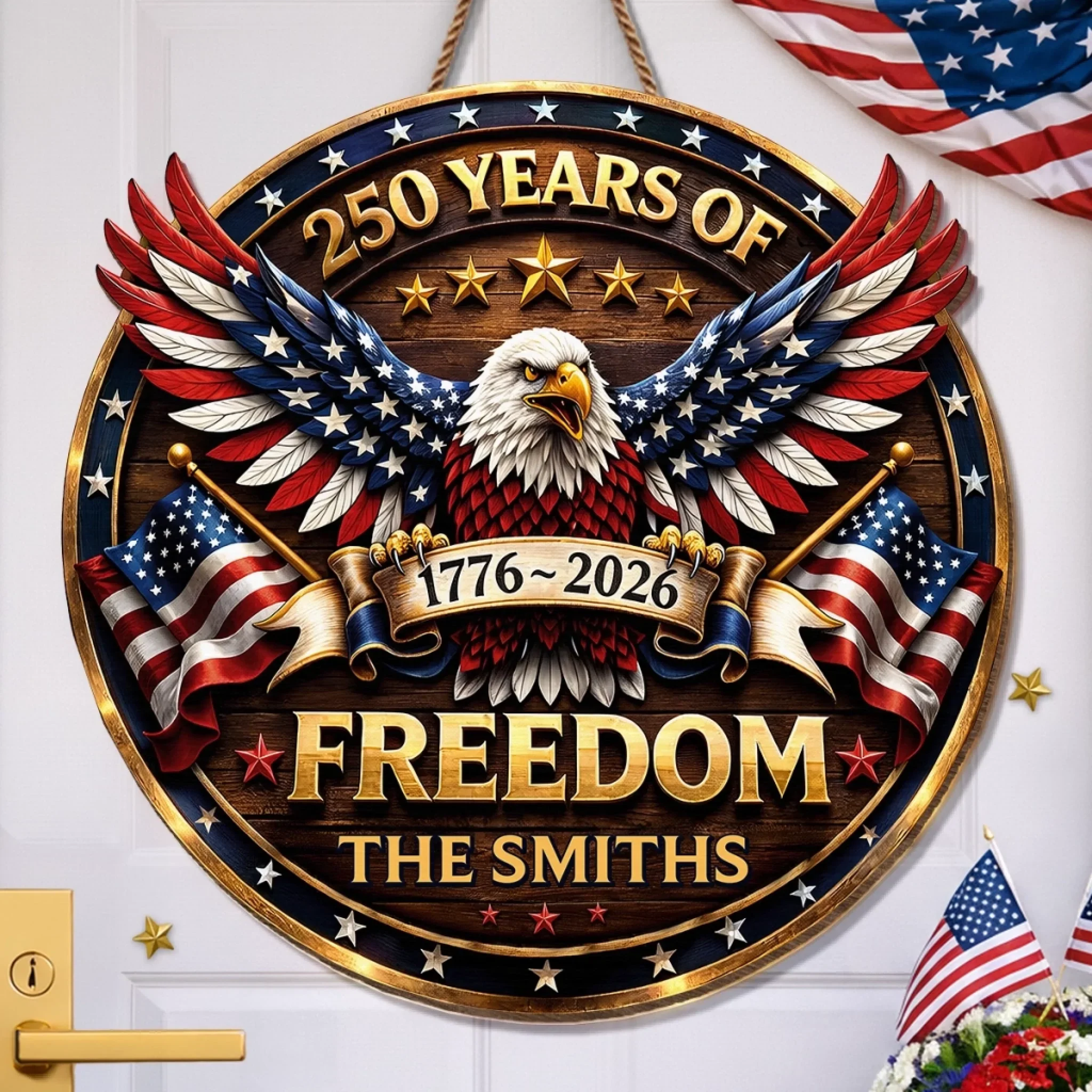 Custom Wood Sign - Personalized America 250th Anniversary Gifts For Mom, Dad, Brother, Sister, Kids - Proud Of Our Story - Image 2