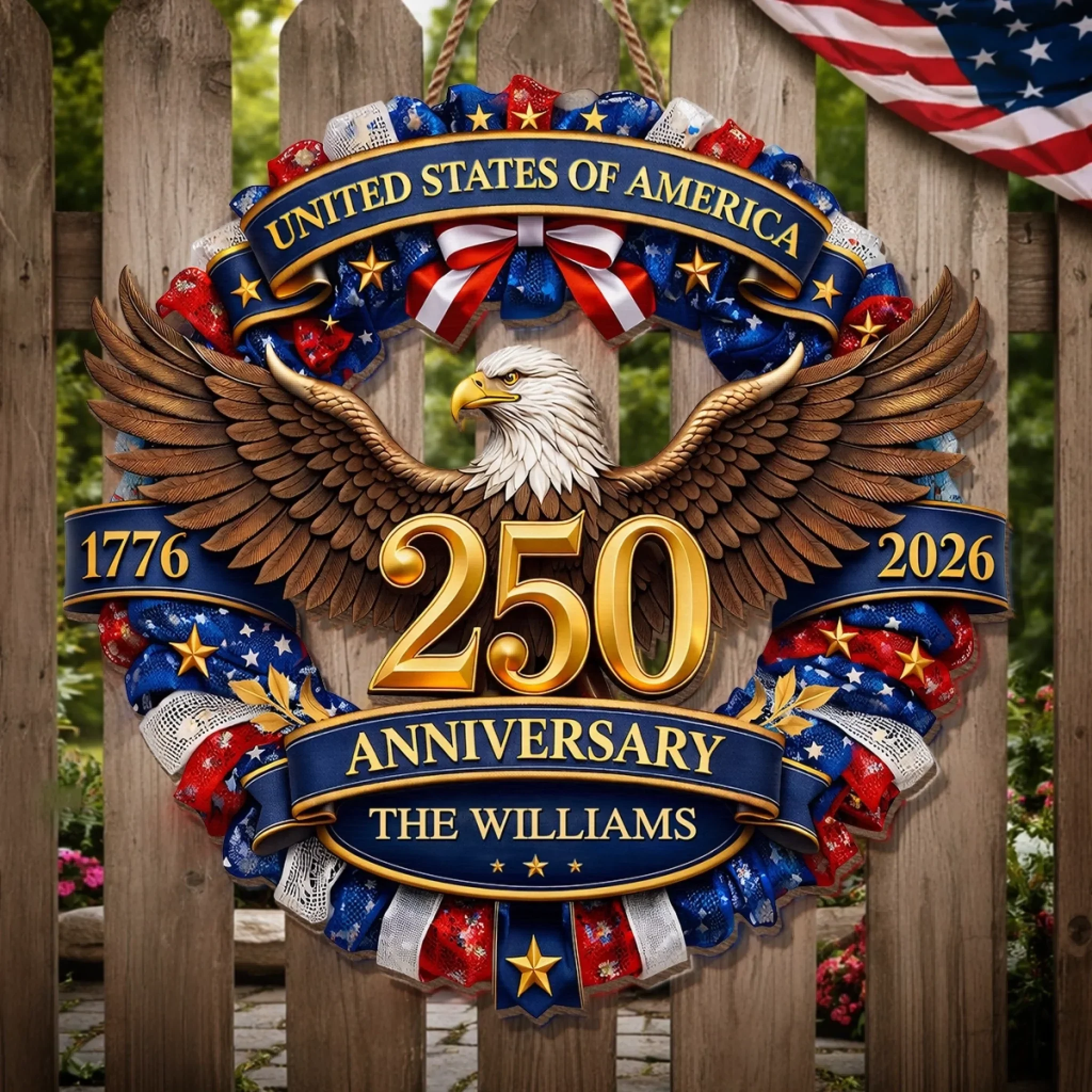 Custom Wood Sign - Personalized America 250th Anniversary Gifts For Mom, Dad, Brother, Sister, Kids - Strength Forged Through Time - Image 3