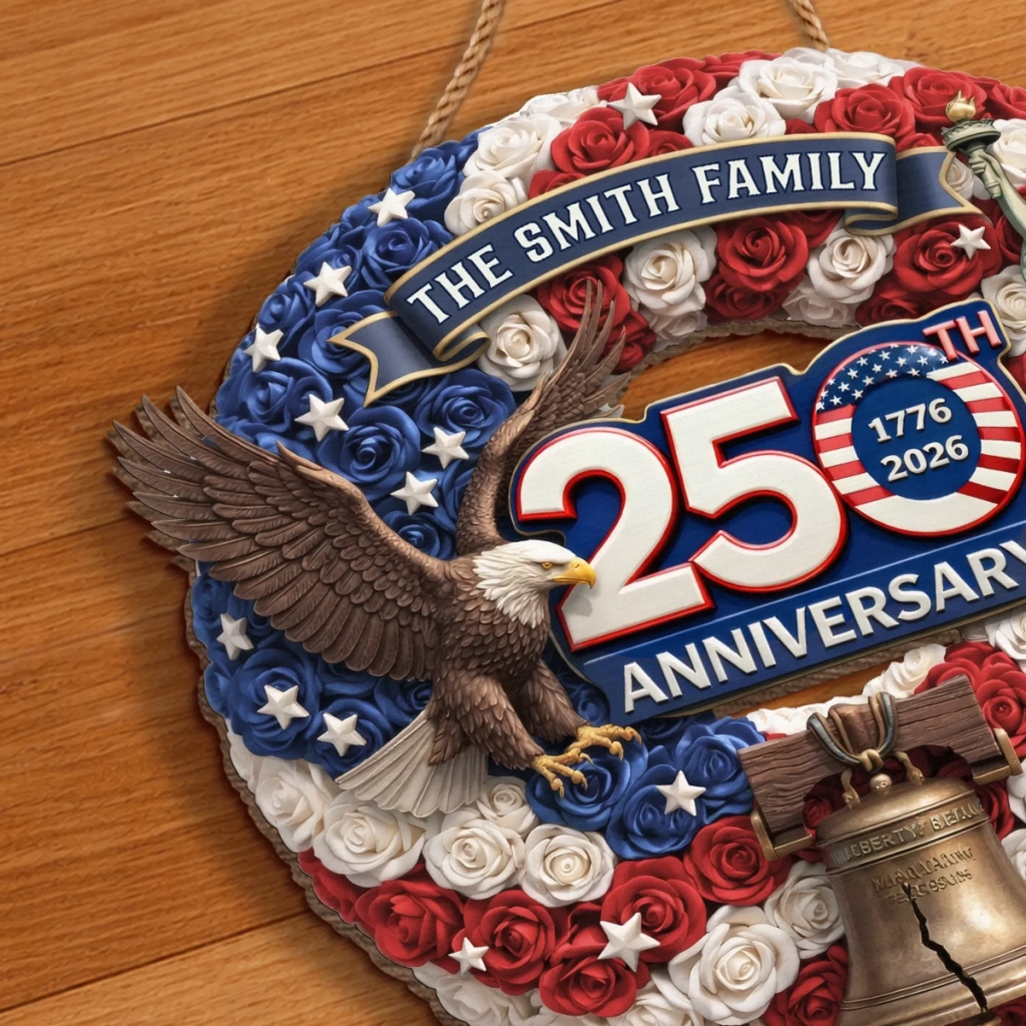 Custom Wood Sign - Personalized America 250th Anniversary Gifts For Mom, Dad, Brother, Sister, Kids - Unity Makes Us Strong - Image 5