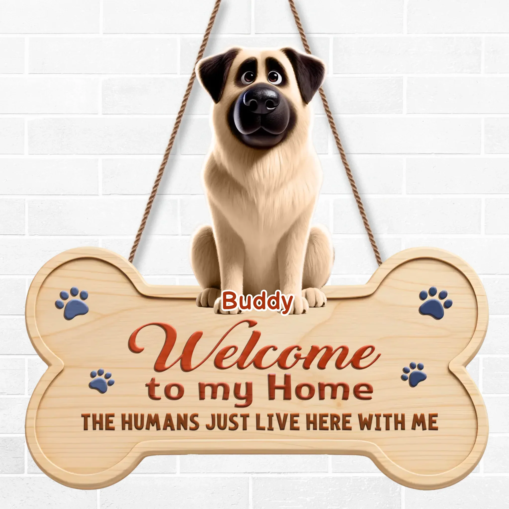 Custom Wood Sign - Personalized Birthday Gifts For Dog Lovers, Dog Dad And Mom - Buddy Rules This House - Image 2