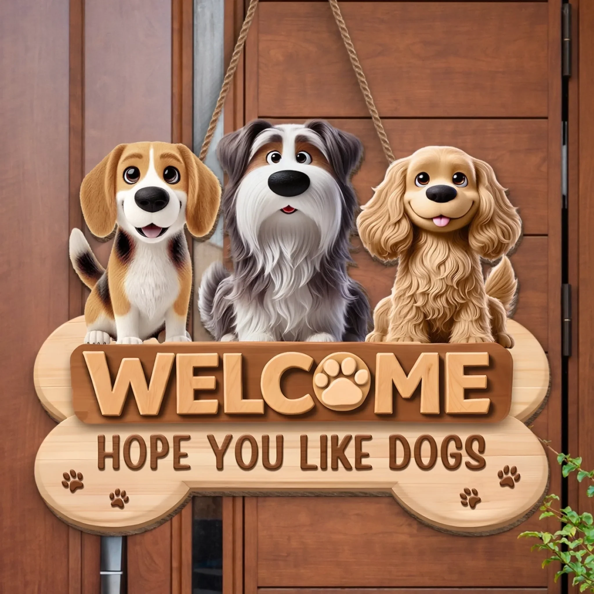 Custom Wood Sign - Personalized Birthday Gifts For Dog Lovers, Dog Dad And Mom - Home Of Happy Dogs - Image 3