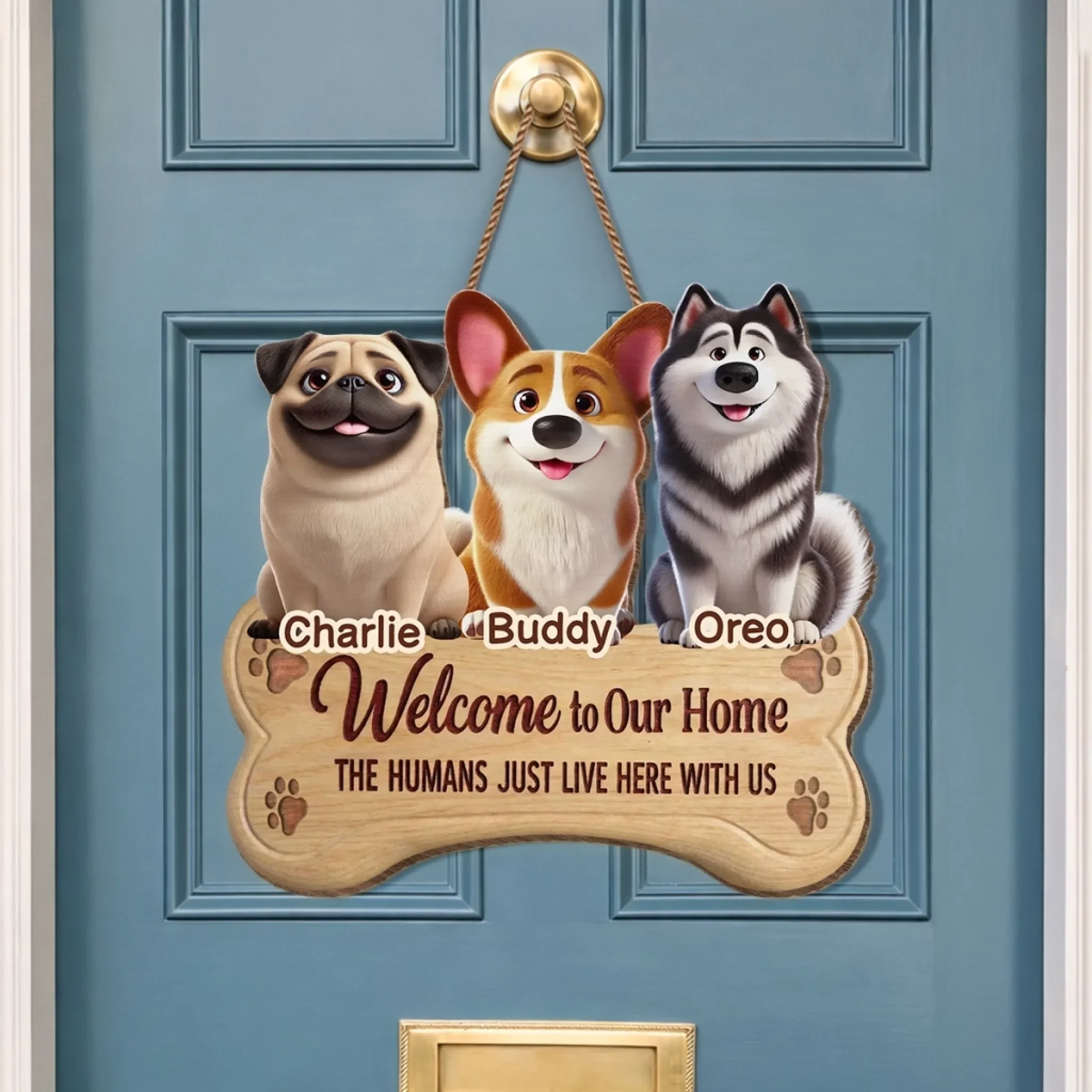 Custom Wood Sign - Personalized Birthday Gifts For Dog Lovers, Dog Dad And Mom - Home Of Happy Tails - Image 3
