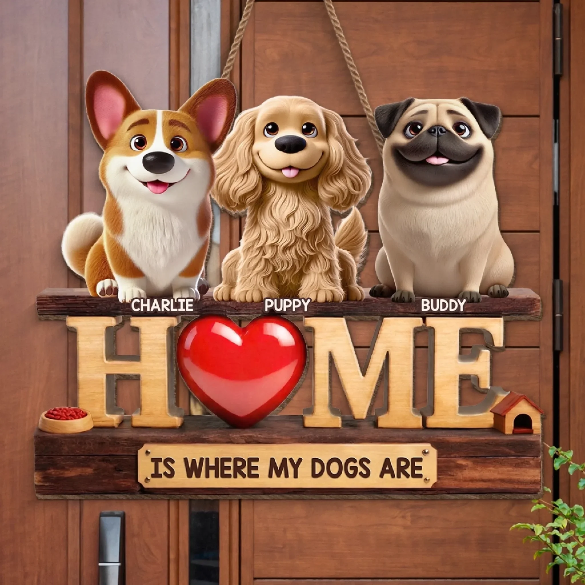 Custom Wood Sign - Personalized Birthday Gifts For Dog Lovers, Dog Dad And Mom - Welcome To Dog Life - Image 3