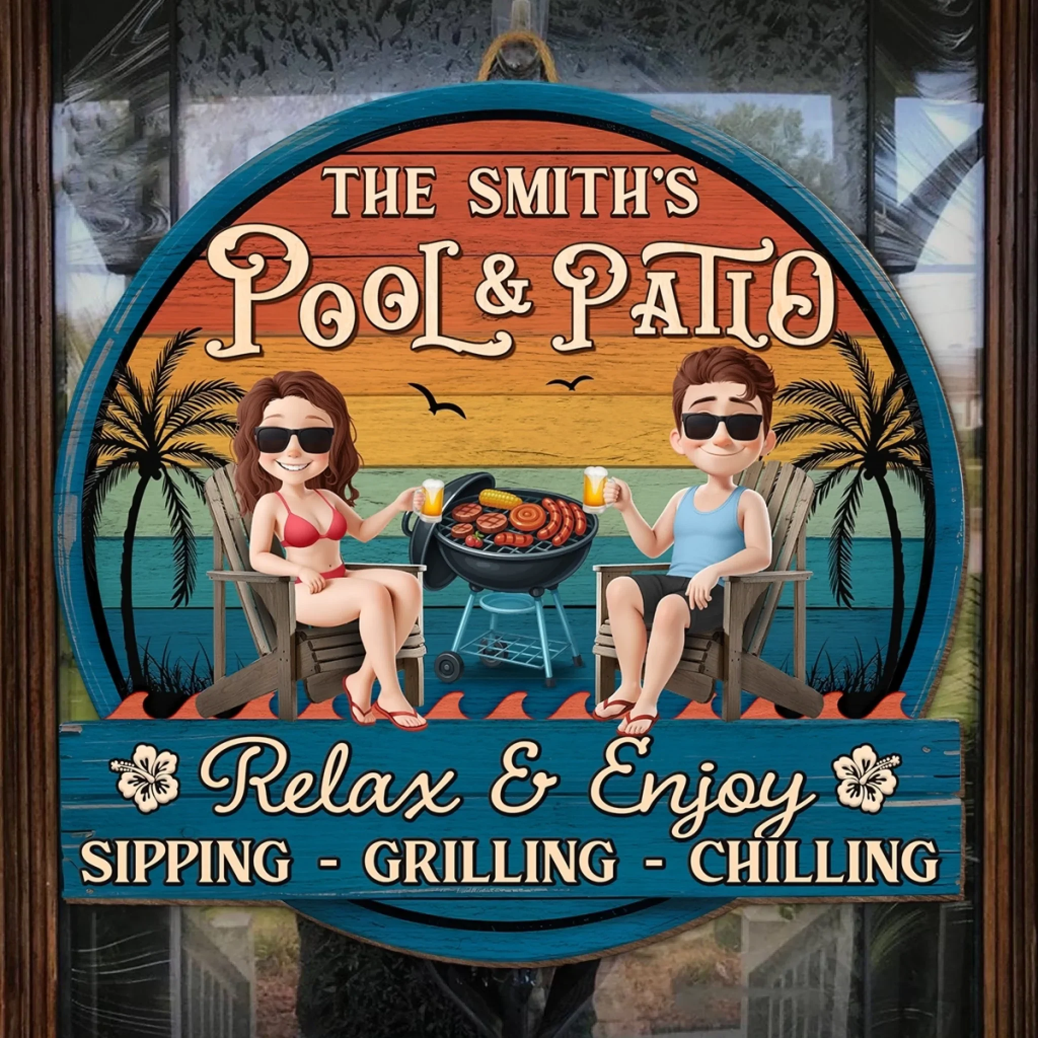 Custom Wood Sign - Personalized Summer Vacation And Travel Gifts For Husband And Wife, Him And Her - Sunshine And Sips - Image 4