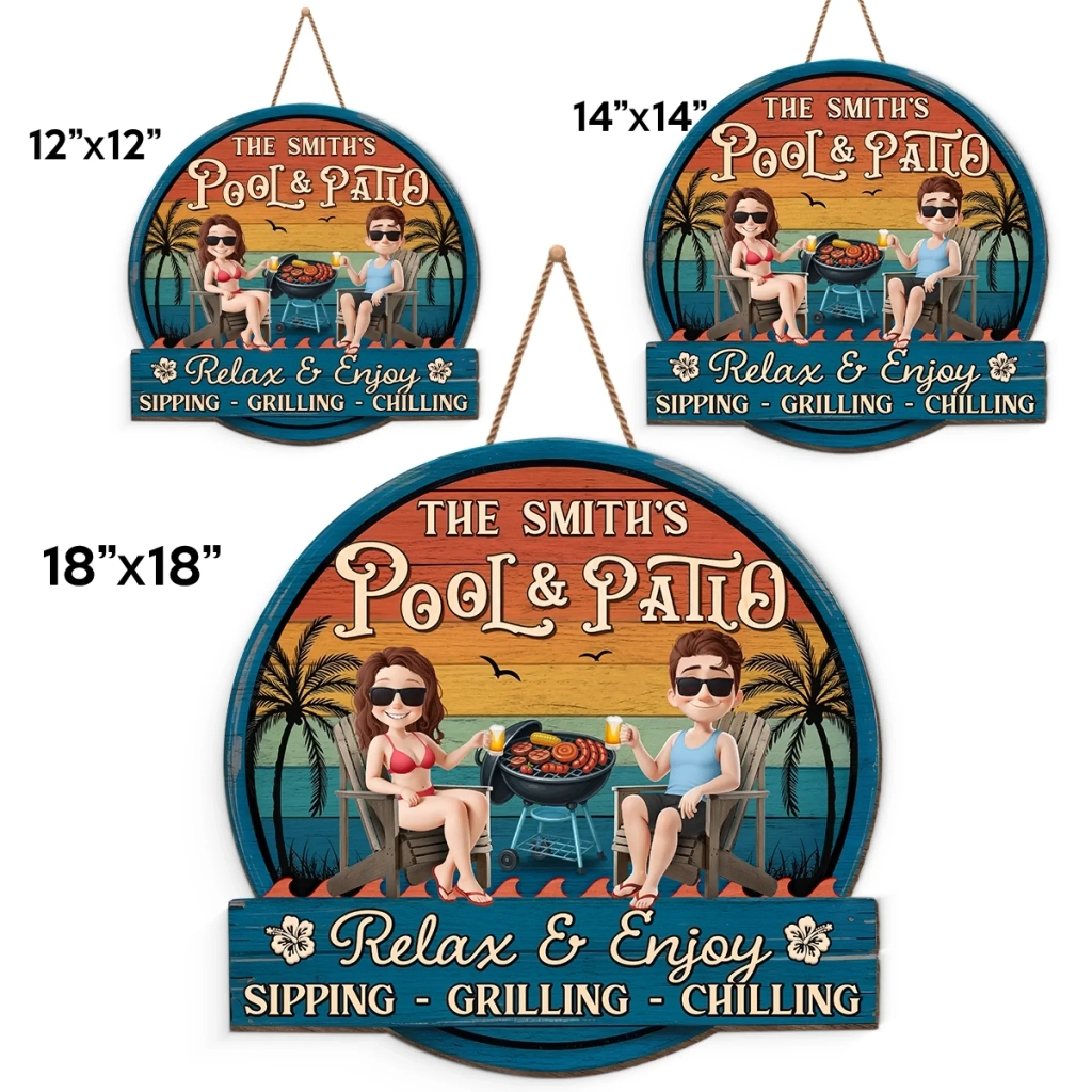 Custom Wood Sign - Personalized Summer Vacation And Travel Gifts For Husband And Wife, Him And Her - Sunshine And Sips - Image 5