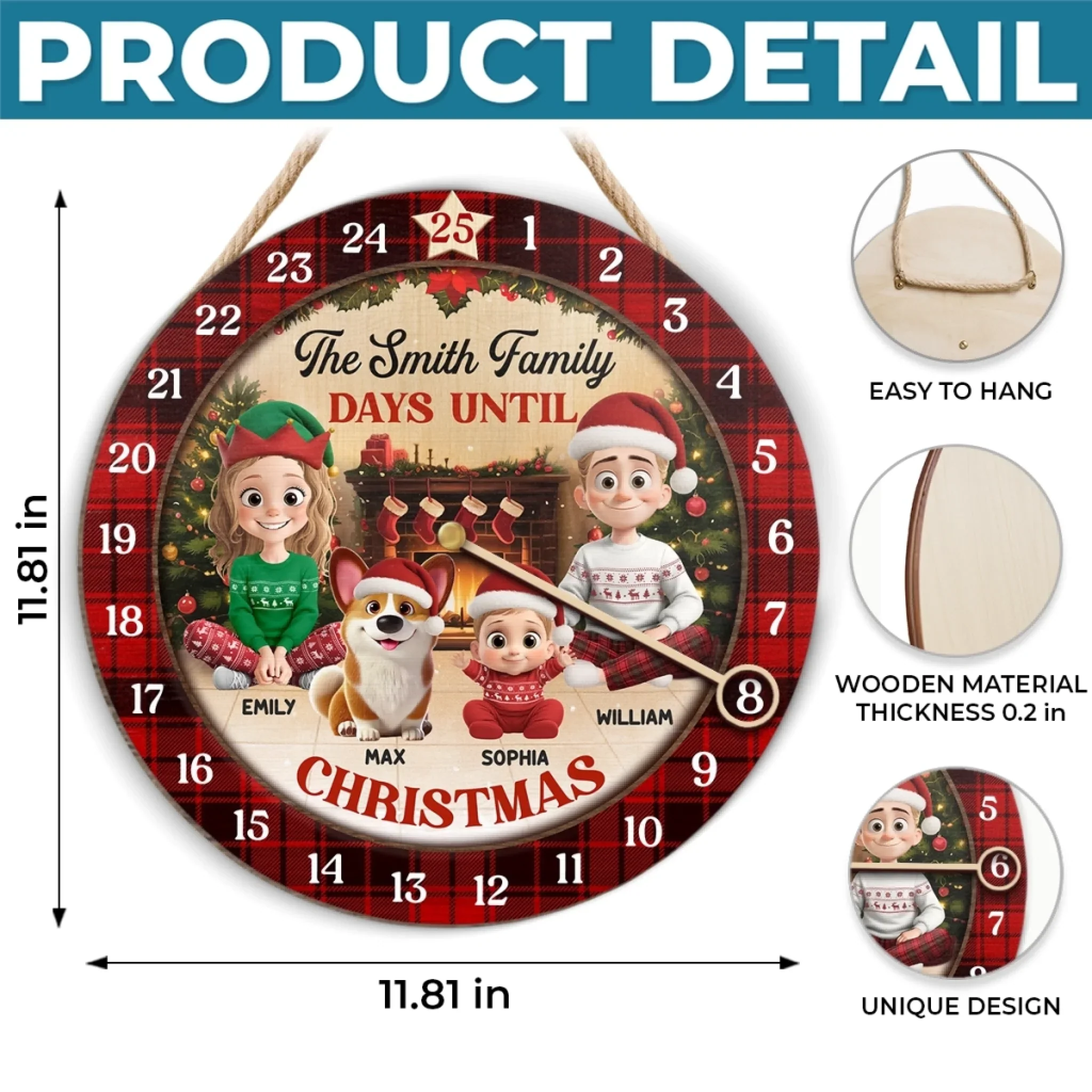 Custom Wooden Countdown Calendar - Personalized Christmas Birthday Gifts For Mom, Dad, Brother, Sister, Kids - Together We Celebrate The Magic - Image 4