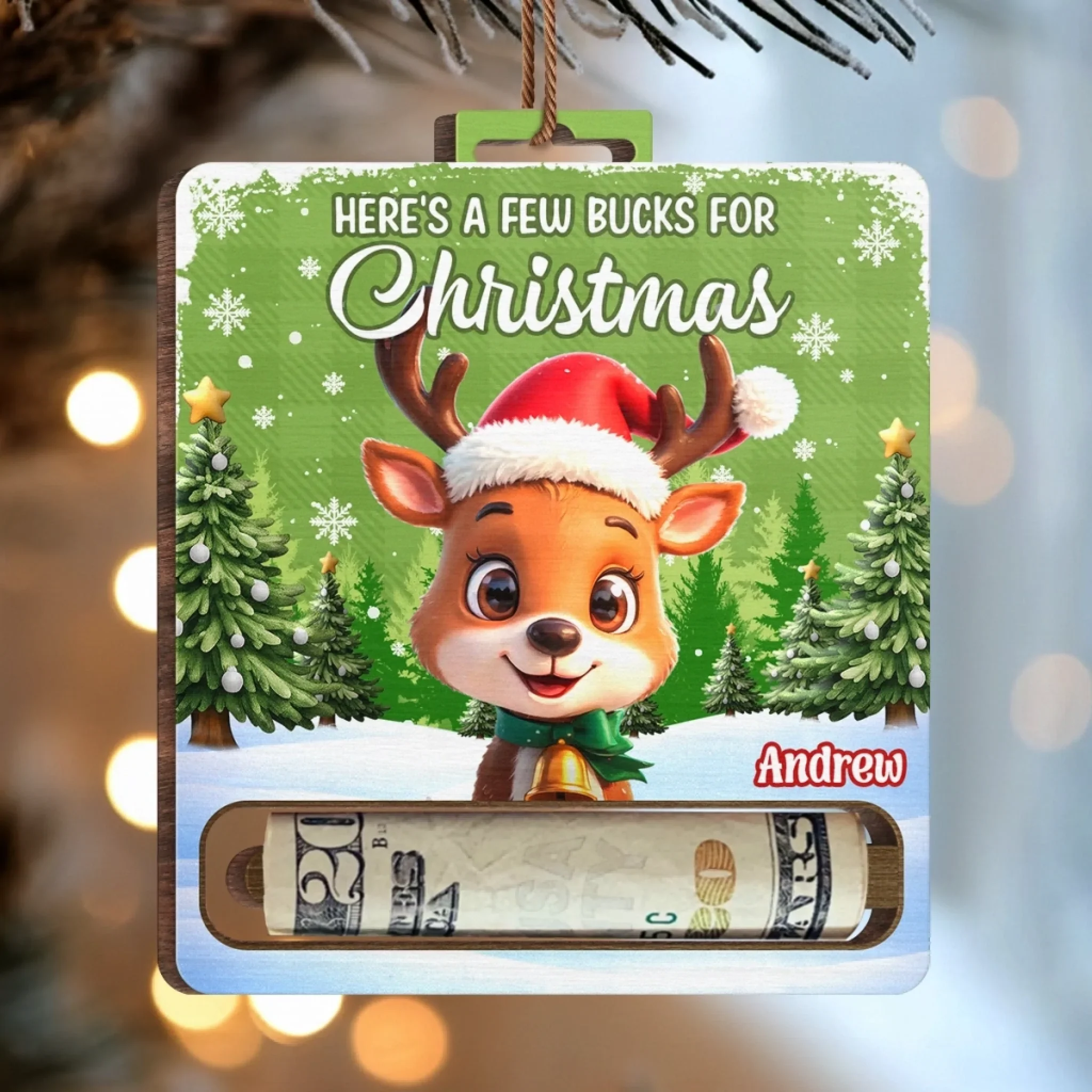 Custom Wooden Money Holder Ornament - Personalized Christmas Birthday Gifts For Kids - Little Hearts Sparkle At Christmas - Image 7