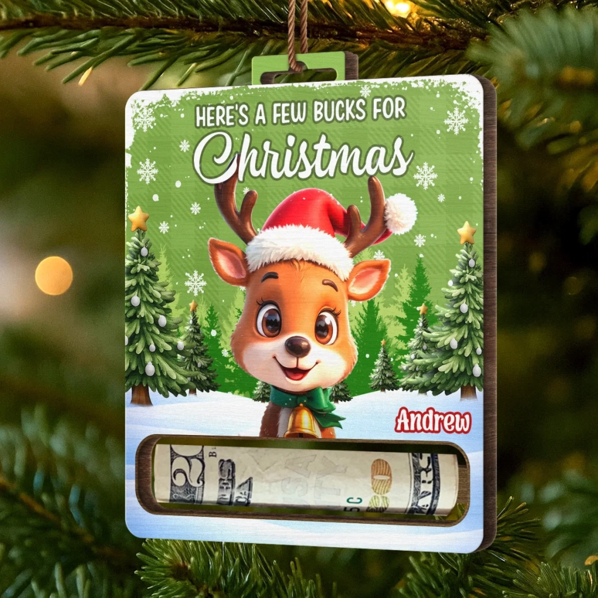 Custom Wooden Money Holder Ornament - Personalized Christmas Birthday Gifts For Kids - Little Hearts Sparkle At Christmas - Image 9