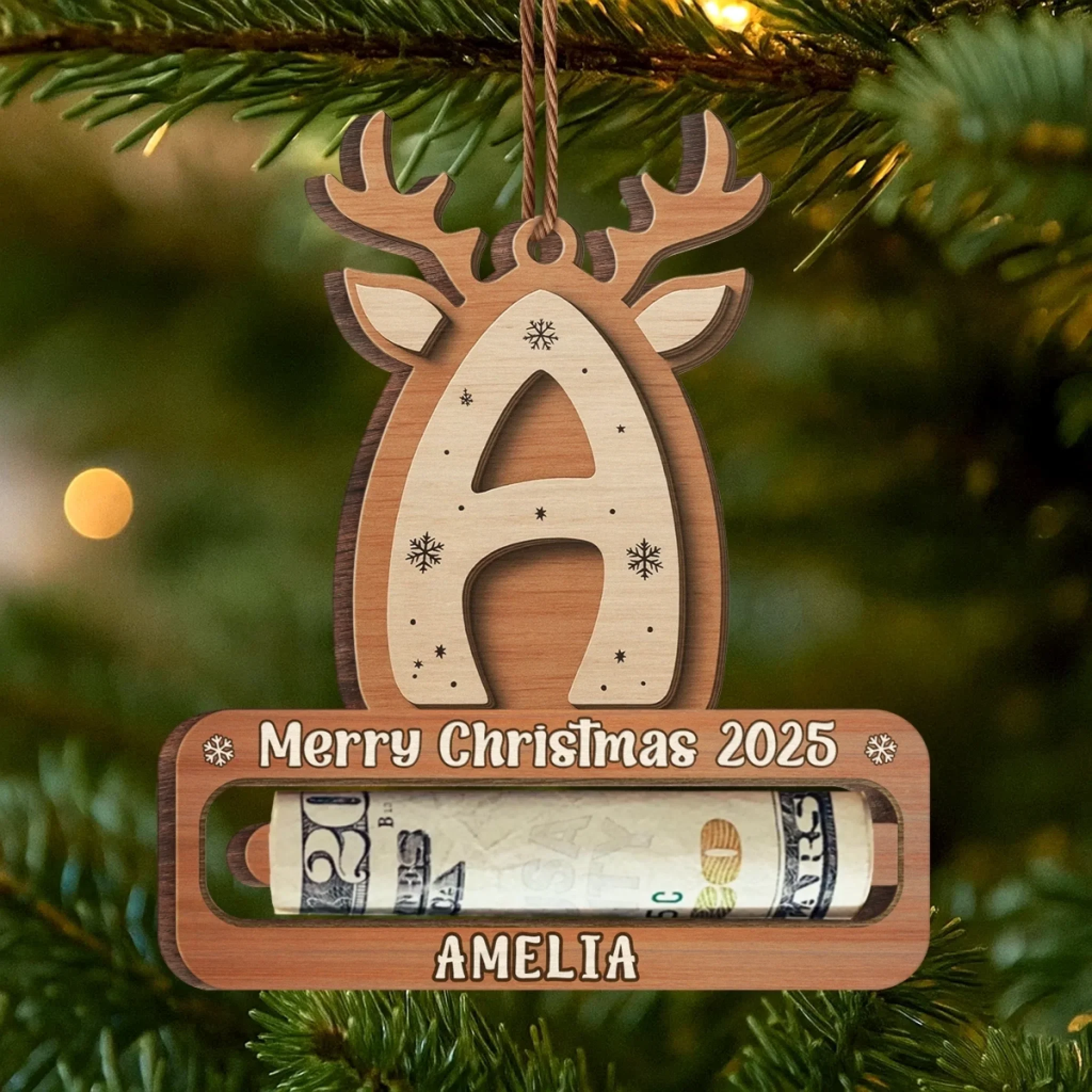 Custom Wooden Money Holder Ornament - Personalized Christmas Birthday Gifts For Mom, Dad, Brother, Sister, Kids - Shine Bright With Your Own Strength - Image 7