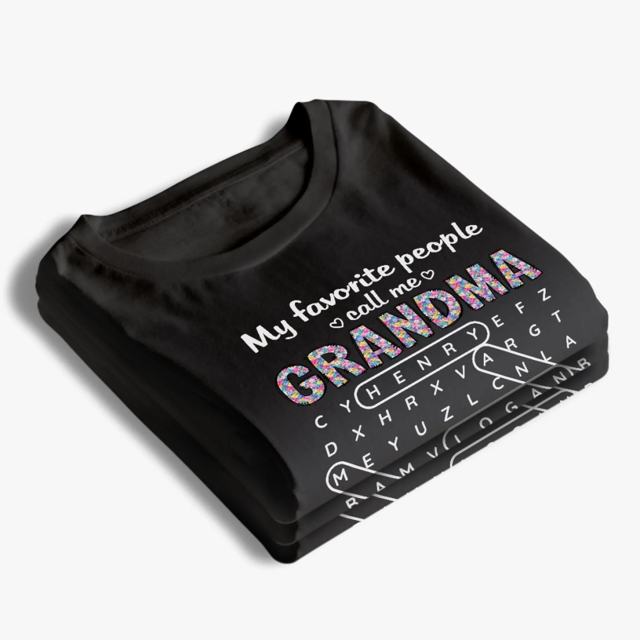 Custom Word Search Puzzle T-shirt, Premium T-shirt, Hoodie - Personalized Mother's Day Birthday Gifts For Mom, Grandma - My Favorite People Made Me Grandma - Image 5