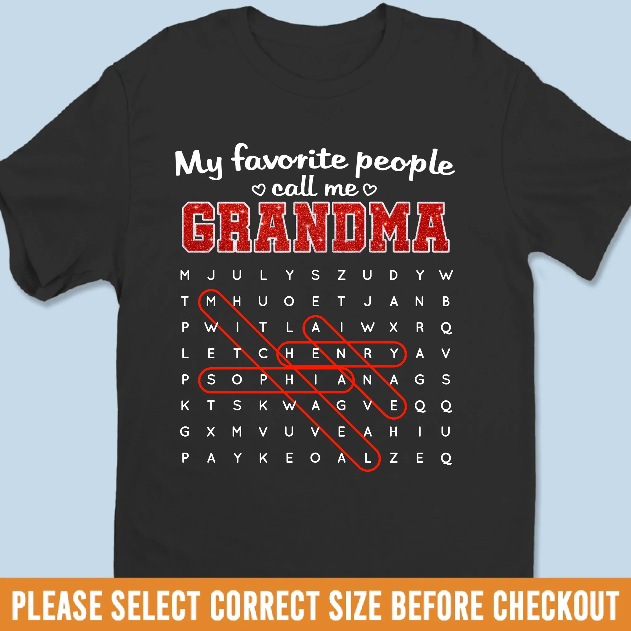 Custom Word Search Puzzle T-shirt, Premium T-shirt, Hoodie - Personalized Mother's Day Birthday Gifts For Mom, Grandma - Proud Member Of Grandma Club - Image 2