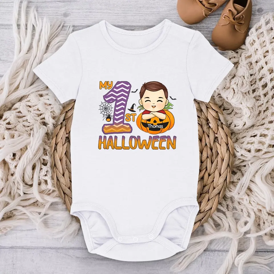 Cutest Pumpkin In The Patch - Family Personalized Custom Baby Onesie - Halloween Gift For Baby Kids, Newborn Baby - Image 3