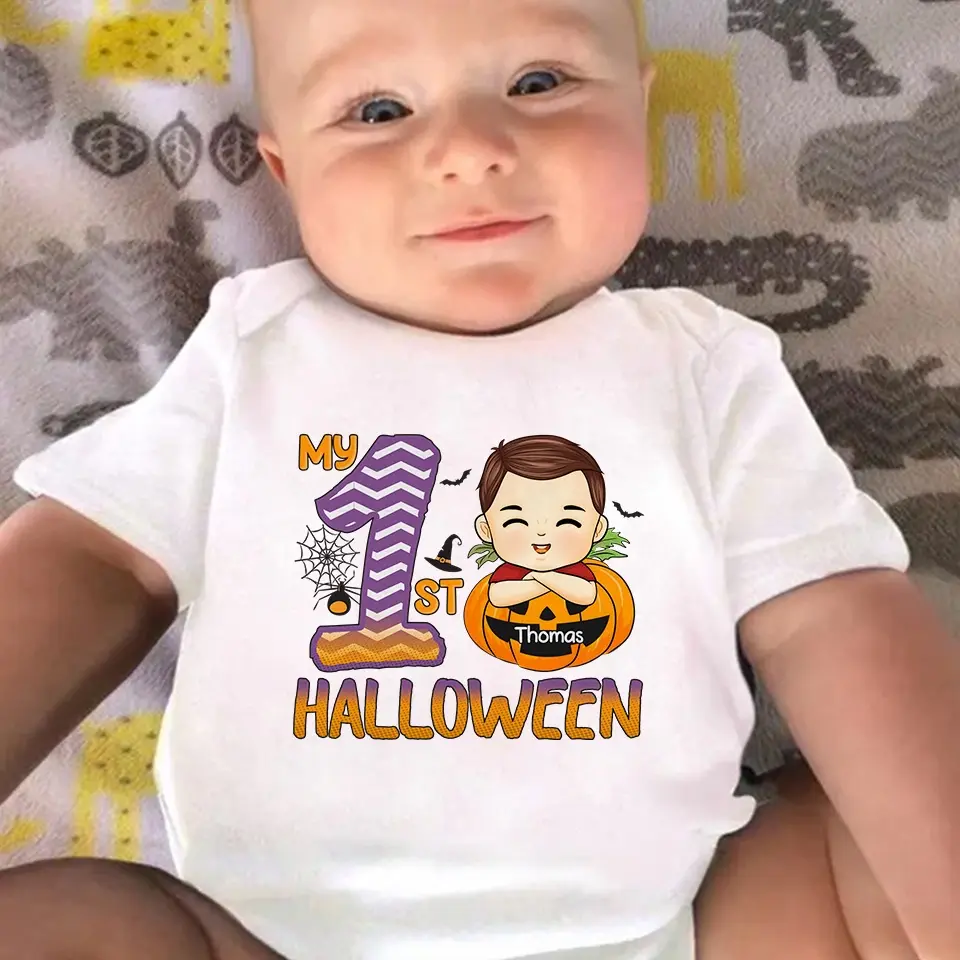 Cutest Pumpkin In The Patch - Family Personalized Custom Baby Onesie - Halloween Gift For Baby Kids, Newborn Baby - Image 4
