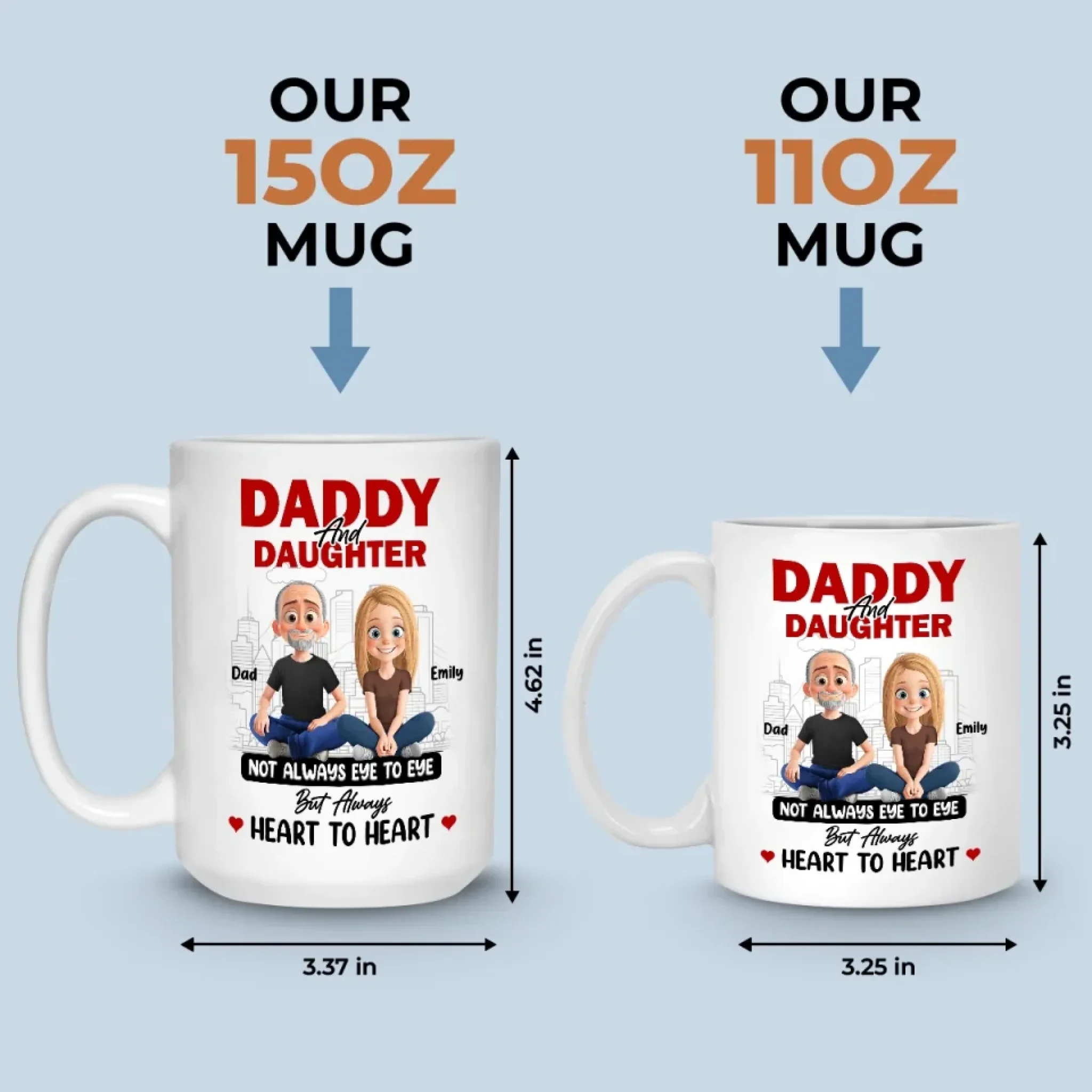 Dad And Daughter, Love You Can Feel - Family Personalized Custom Mug - Father's Day, Gift For Dad, Grandpa - Image 5