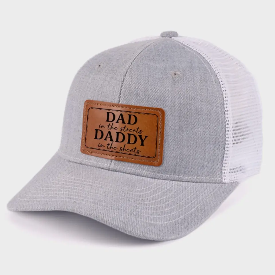 Dad In The Streets - Family Leather Patch Hat - Gift For Dad - Image 7