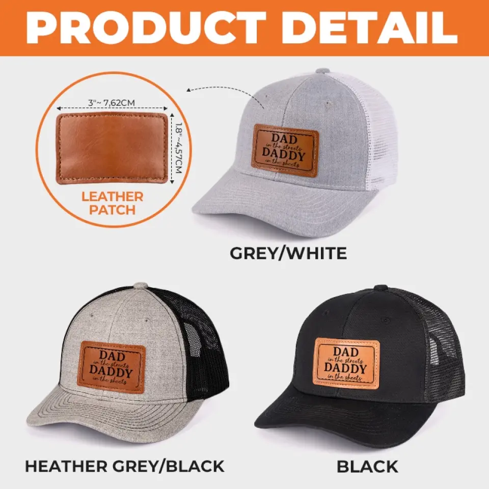 Dad In The Streets - Family Leather Patch Hat - Gift For Dad - Image 8