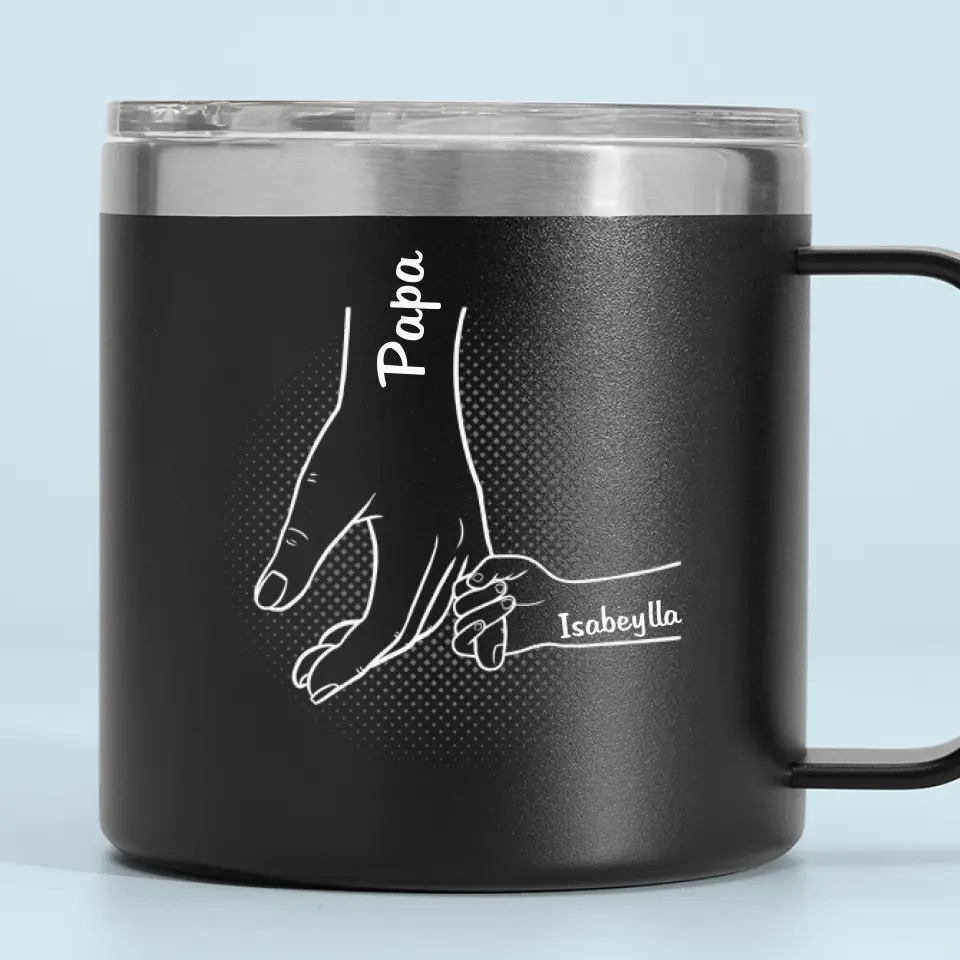 Dad Taught Me Everything I Know - Family Personalized Custom 14oz Stainless Steel Tumbler With Handle - Father's Day, Gift For Dad, Grandpa - Image 2