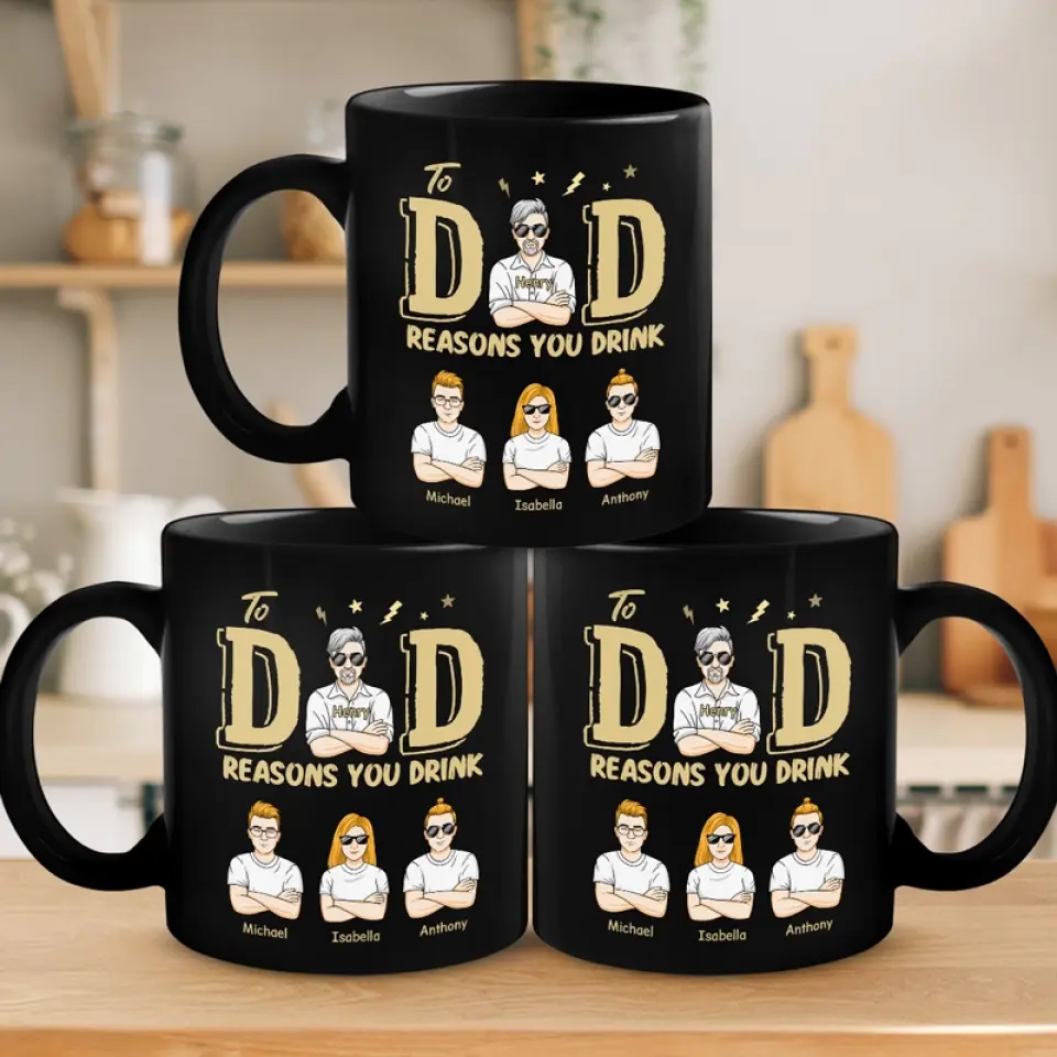 Dad, We Are Awesome, Thank You - Family Personalized Custom Black Mug - Father's Day, Gift For Dad, Grandpa - Image 4