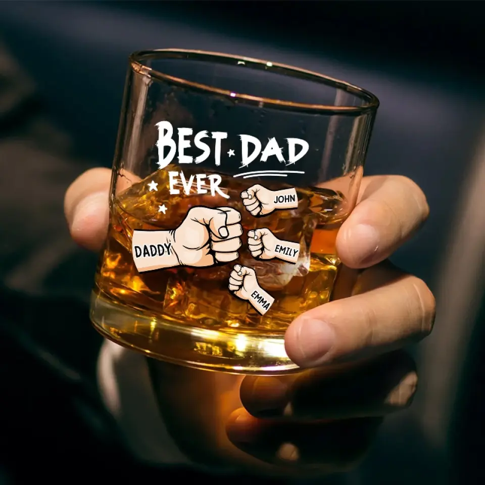 Dads Are The True Superheroes - Family Personalized Custom Whiskey Glass - Gift For Dad, Grandpa - Image 3