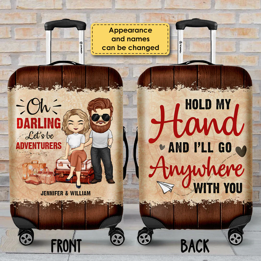 Darling, Let's Be Adventurers - Personalized Luggage Cover - Gift For Couples, Husband Wife - Image 3