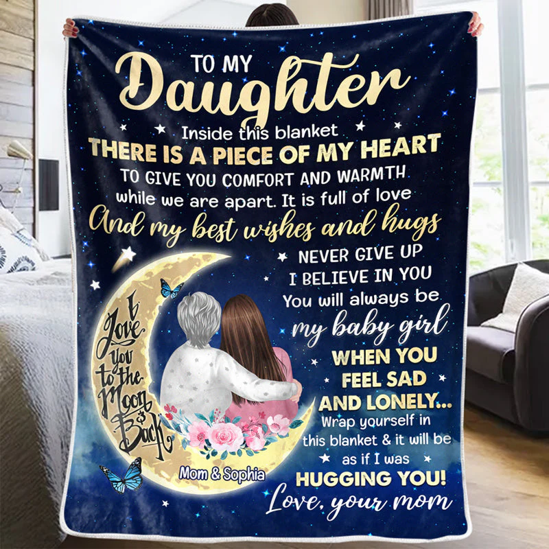 Daughter I Am So Proud Of You - Family Personalized Custom Blanket - Birthday Gift From Mom