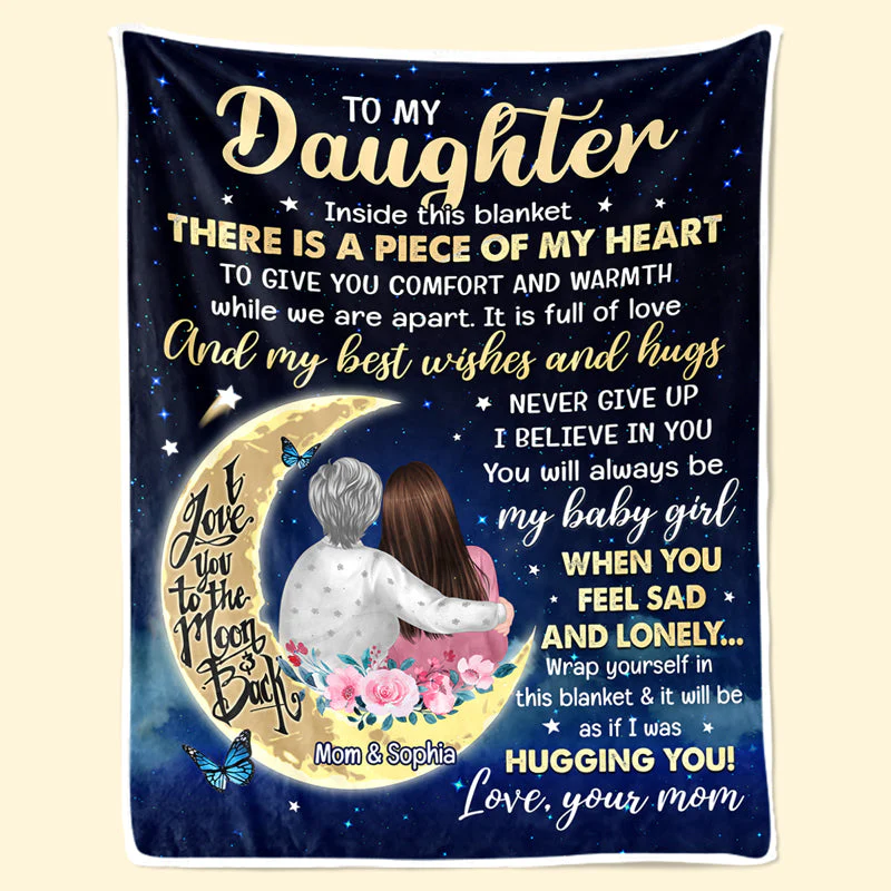 Daughter I Am So Proud Of You - Family Personalized Custom Blanket - Birthday Gift From Mom - Image 3