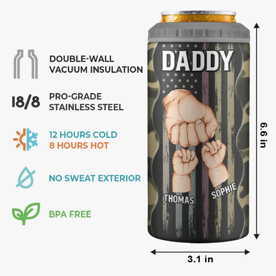 Dear Father, Great Job - Personalized Custom 4 In 1 Can Cooler Tumbler - Father's Day, Birthday Gift For Dad, Grandpa - Image 5