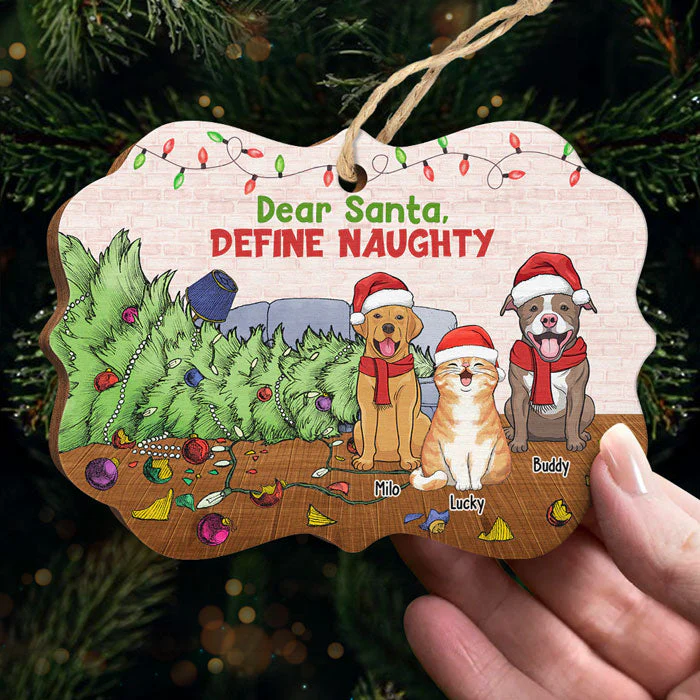 Dear Santa, Please Define Naughty - Dog & Cat Personalized Custom Ornament - Wood Benelux Shaped - Christmas Gift For Pet Owners, Pet Lovers - Image 3