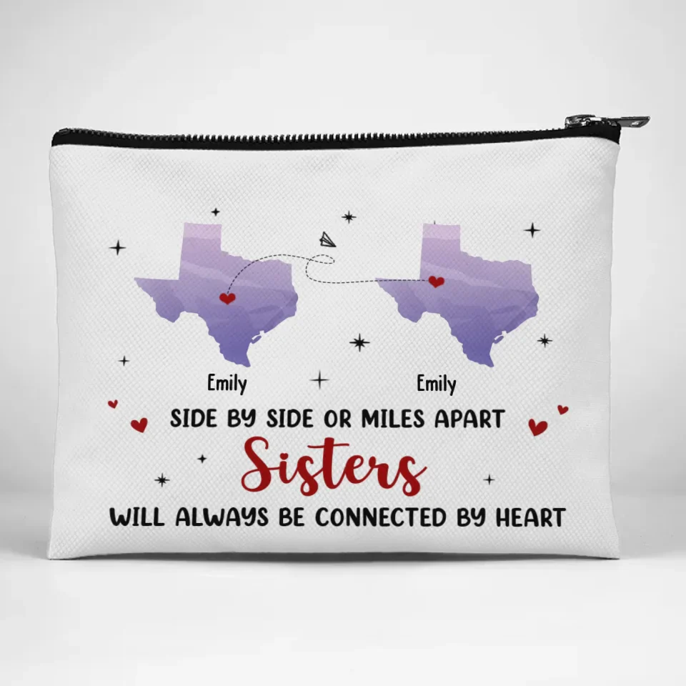 Distance Doesn’t Break Friendships, It Strengthens Them - Bestie Personalized Custom Cosmetic Bag - Gift For Best Friends, BFF, Sisters - Image 2