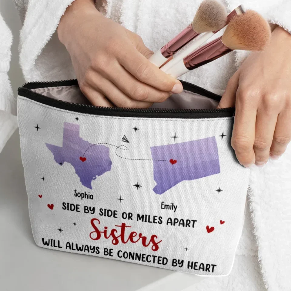 Distance Doesn’t Break Friendships, It Strengthens Them - Bestie Personalized Custom Cosmetic Bag - Gift For Best Friends, BFF, Sisters - Image 3