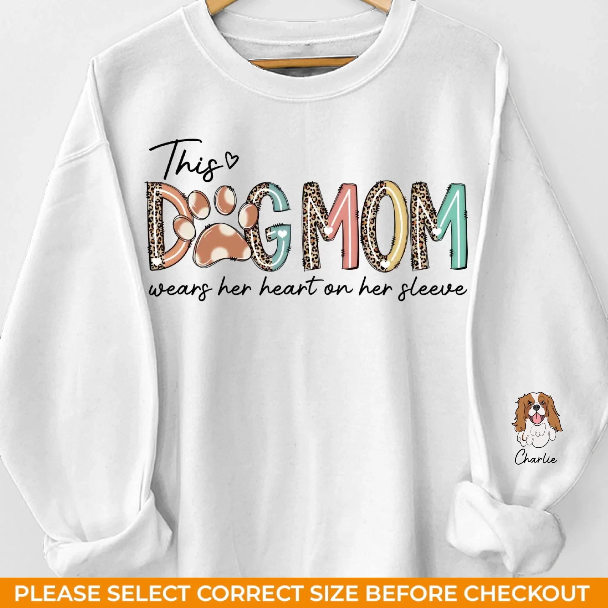 Dog Mom Wears Her Heart On Her Sleeve - Dog Personalized Custom Unisex Sweatshirt With Design On Sleeve - Gift For Pet Owners, Pet Lovers - Image 2