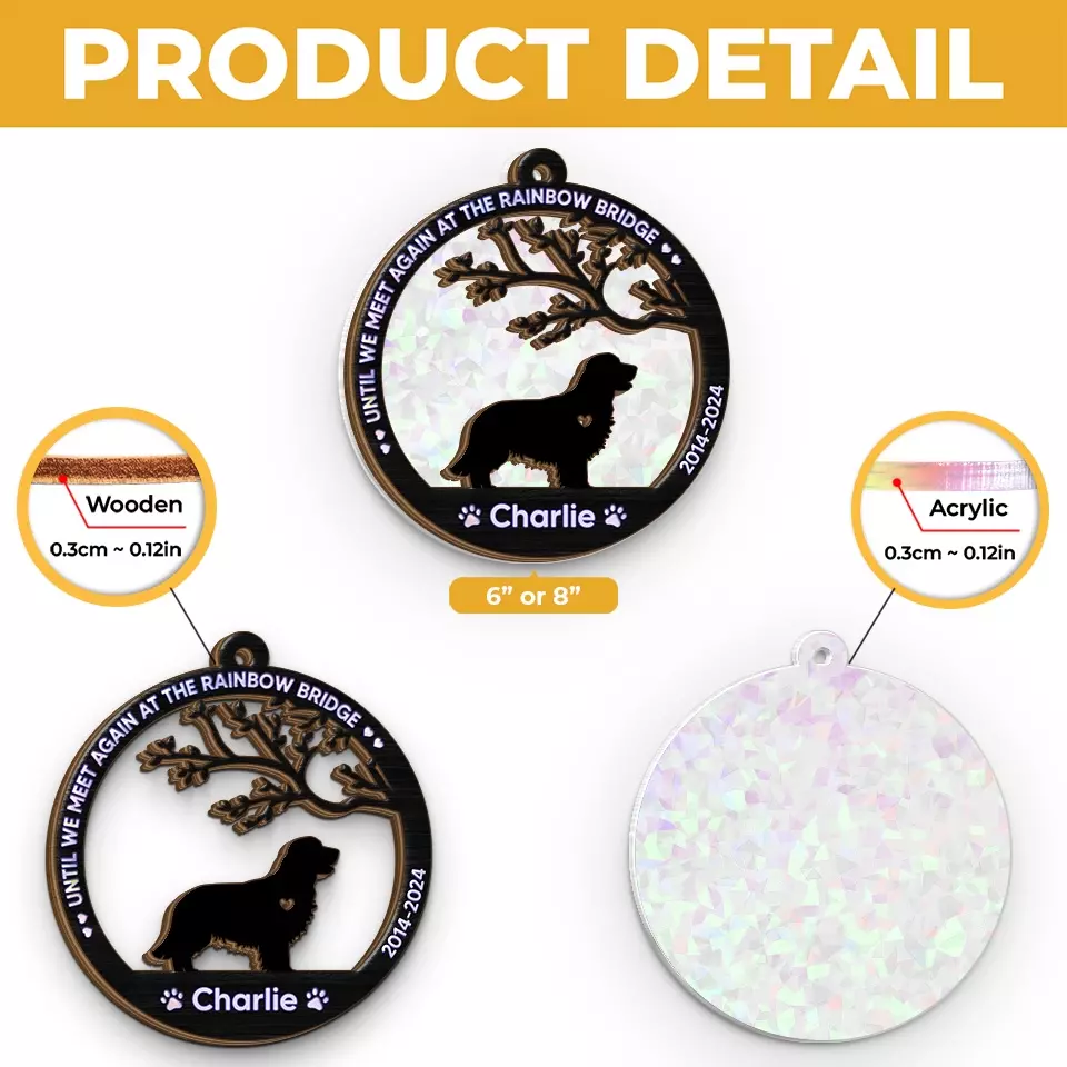 Dogs And Angels Are Not Very Far Apart - Memorial Personalized Window Hanging Suncatcher - Sympathy Gift For Pet Owners, Pet Lovers - Image 5