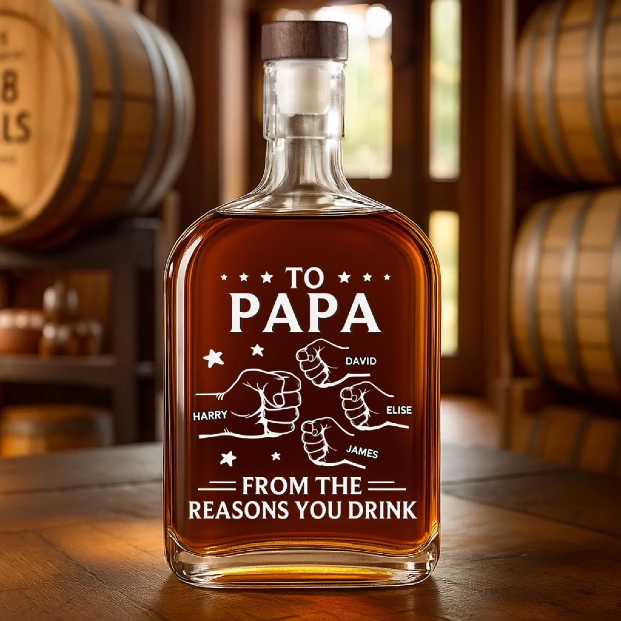 Custom Liquor Decanter - Personalized Father's Day Birthday Gifts For Dad, Grandpa - Drink Because We Exist - Image 3