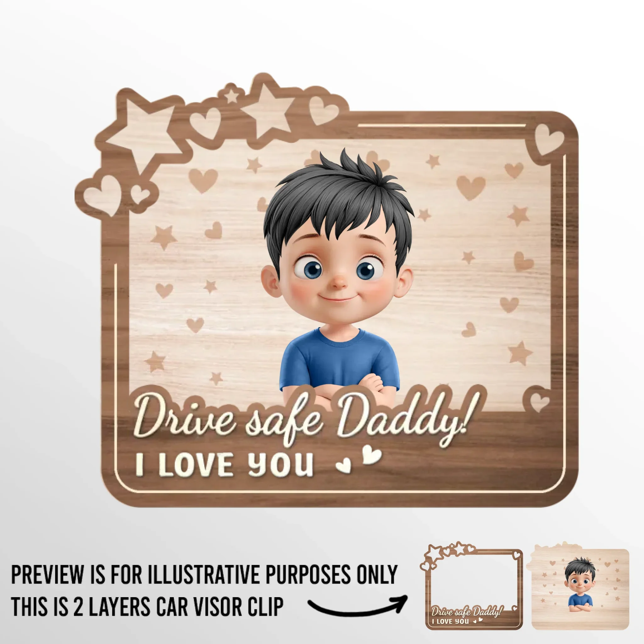 Drive Safe Daddy, I Love You - Family Personalized Custom Car Visor Clip - Gift For Family Members - Image 2