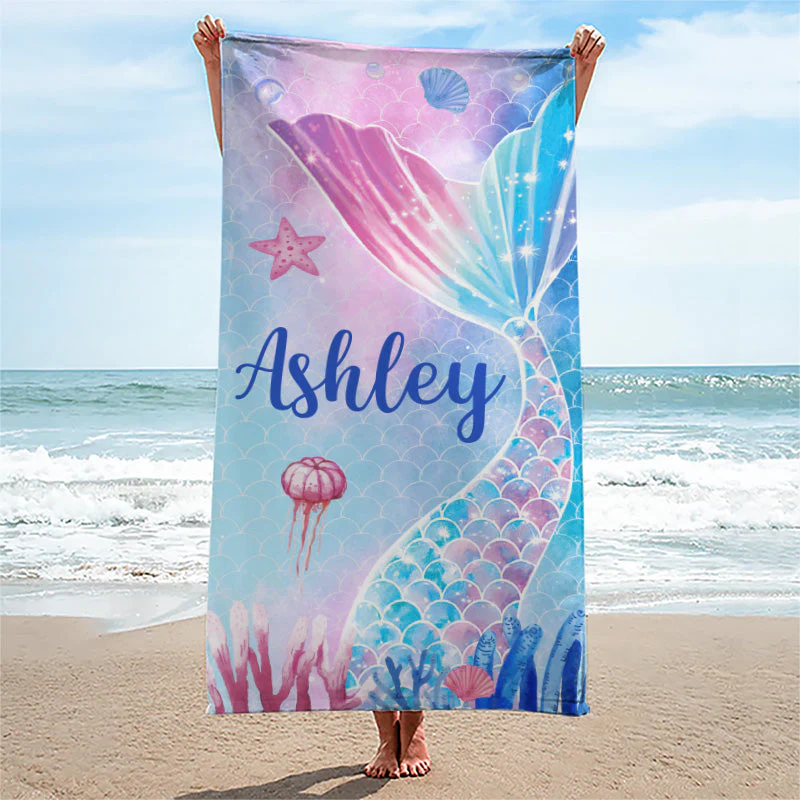Embrace The Waves & Become A Mermaid - Bestie Personalized Custom Beach Towel - Summer Vacation Gift, Birthday Pool Party Gift For Best Friends, BFF, Sisters - Image 2