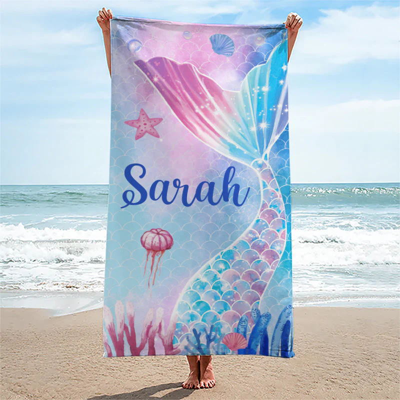 Embrace The Waves & Become A Mermaid - Bestie Personalized Custom Beach Towel - Summer Vacation Gift, Birthday Pool Party Gift For Best Friends, BFF, Sisters - Image 3