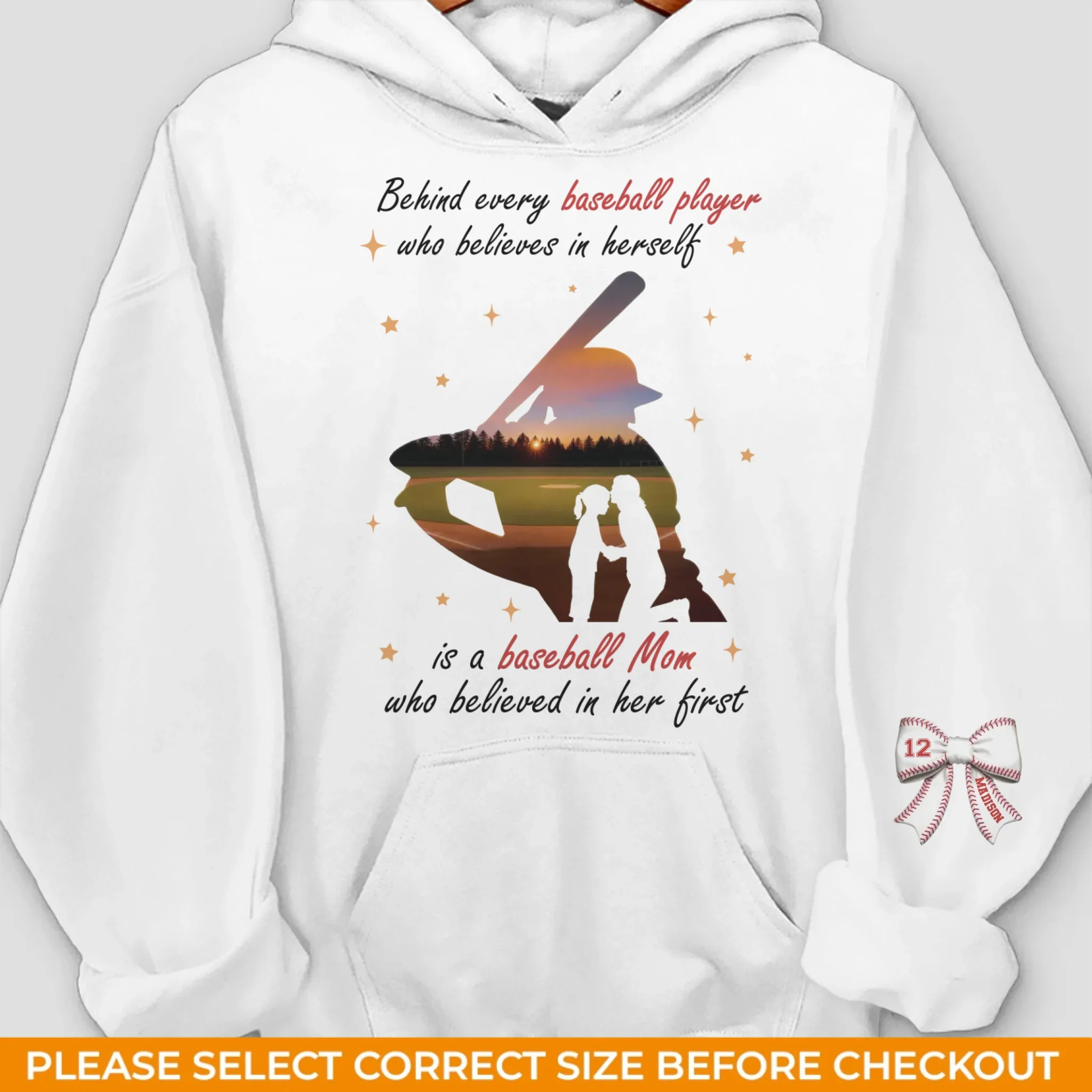Every Baseball Star Shines With A Mom's Love - Family Personalized Custom Unisex Sweatshirt, Hoodie With Design On Sleeve - Mother's Day, Gift For Mom, Sport Lovers, Sport Players - Image 5