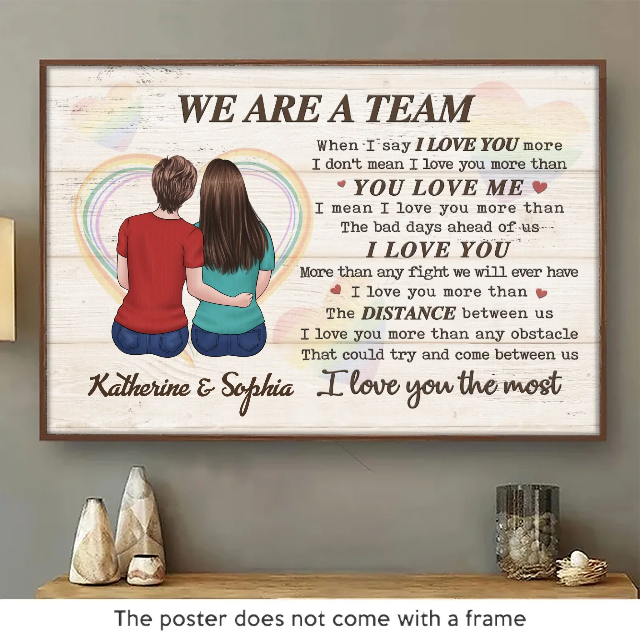 Every Day I'm With You, I Love You More - Couple Personalized Custom Horizontal Poster - Gift For Husband Wife, Anniversary, LGBTQ+ - Image 2
