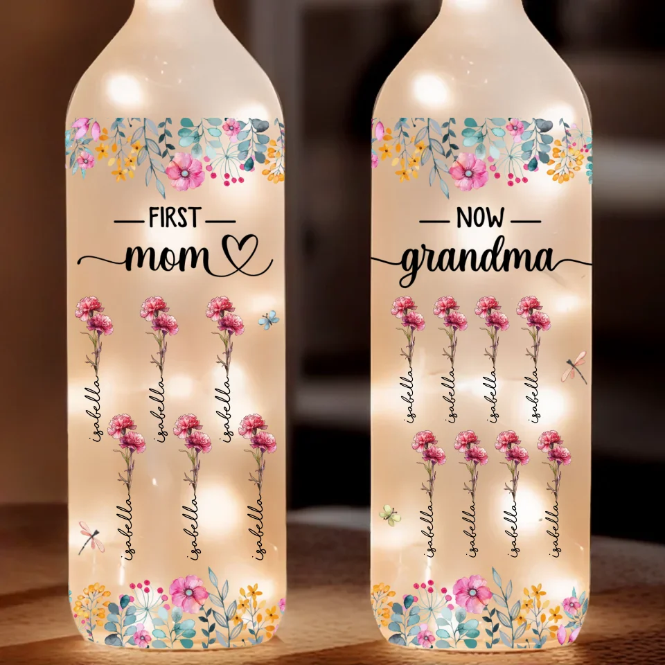 Every Flower Reminds Me Of Your Kindness - Family Personalized Custom Bottle Lamp - Gift For Mom, Grandma - Image 2