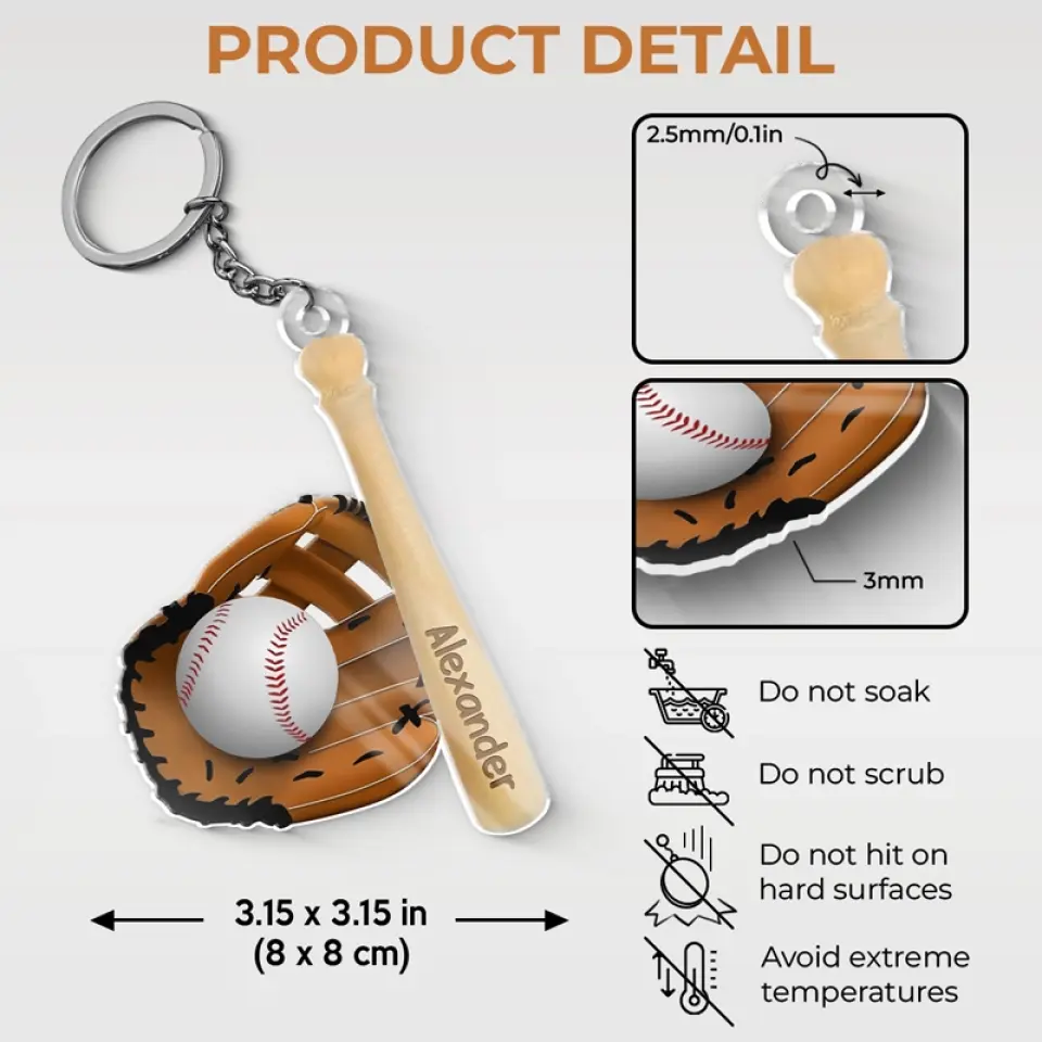 Every Strike Brings Me Closer To The Next Home Run - Family Personalized Custom Shaped Acrylic Keychain - Gift For Family Members, Sport Lovers, Sport Players - Image 5